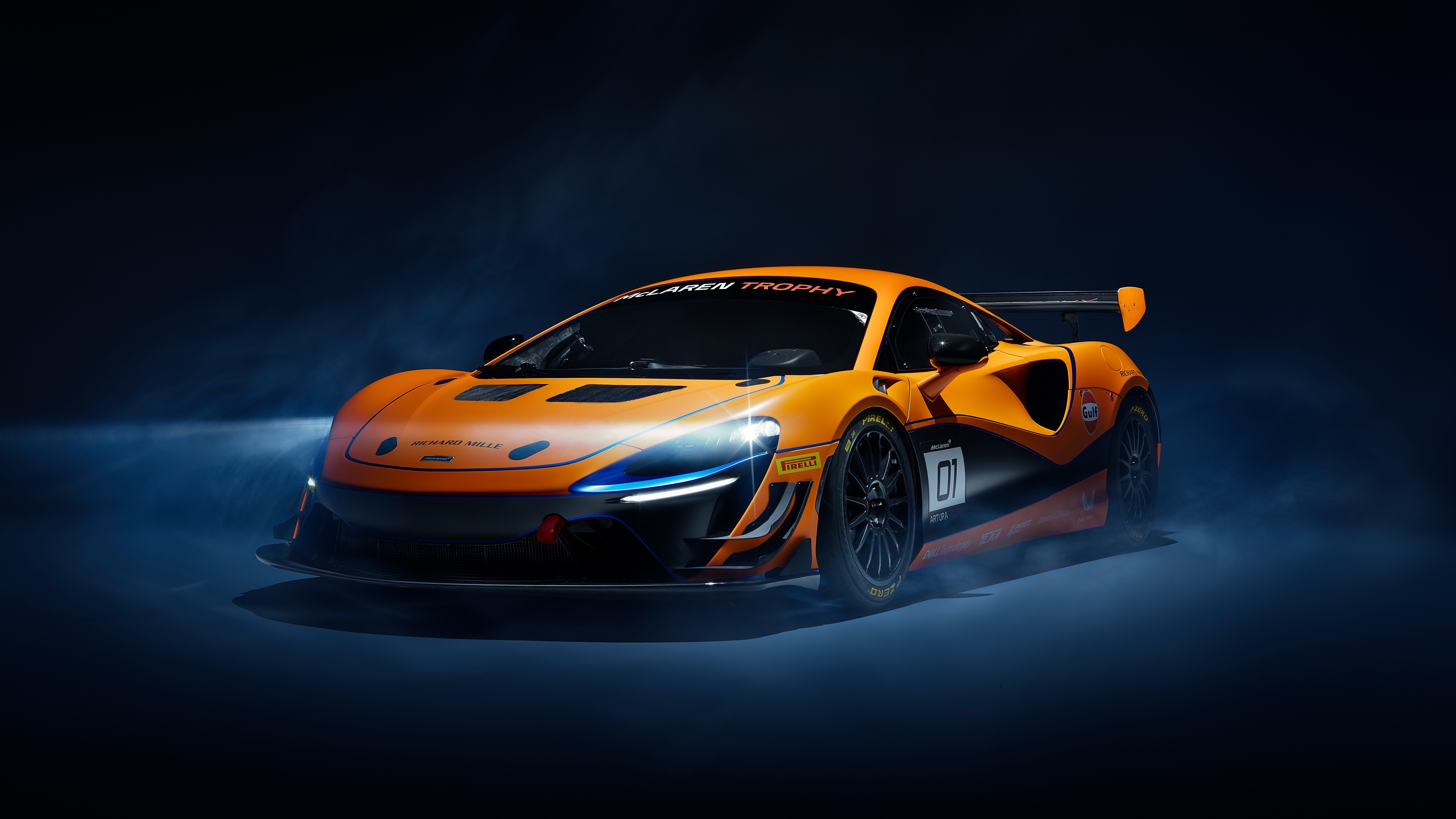 McLaren Artura Trophy, McLaren Trophy, dark studio smoke, 4K Desktop wallpaper
