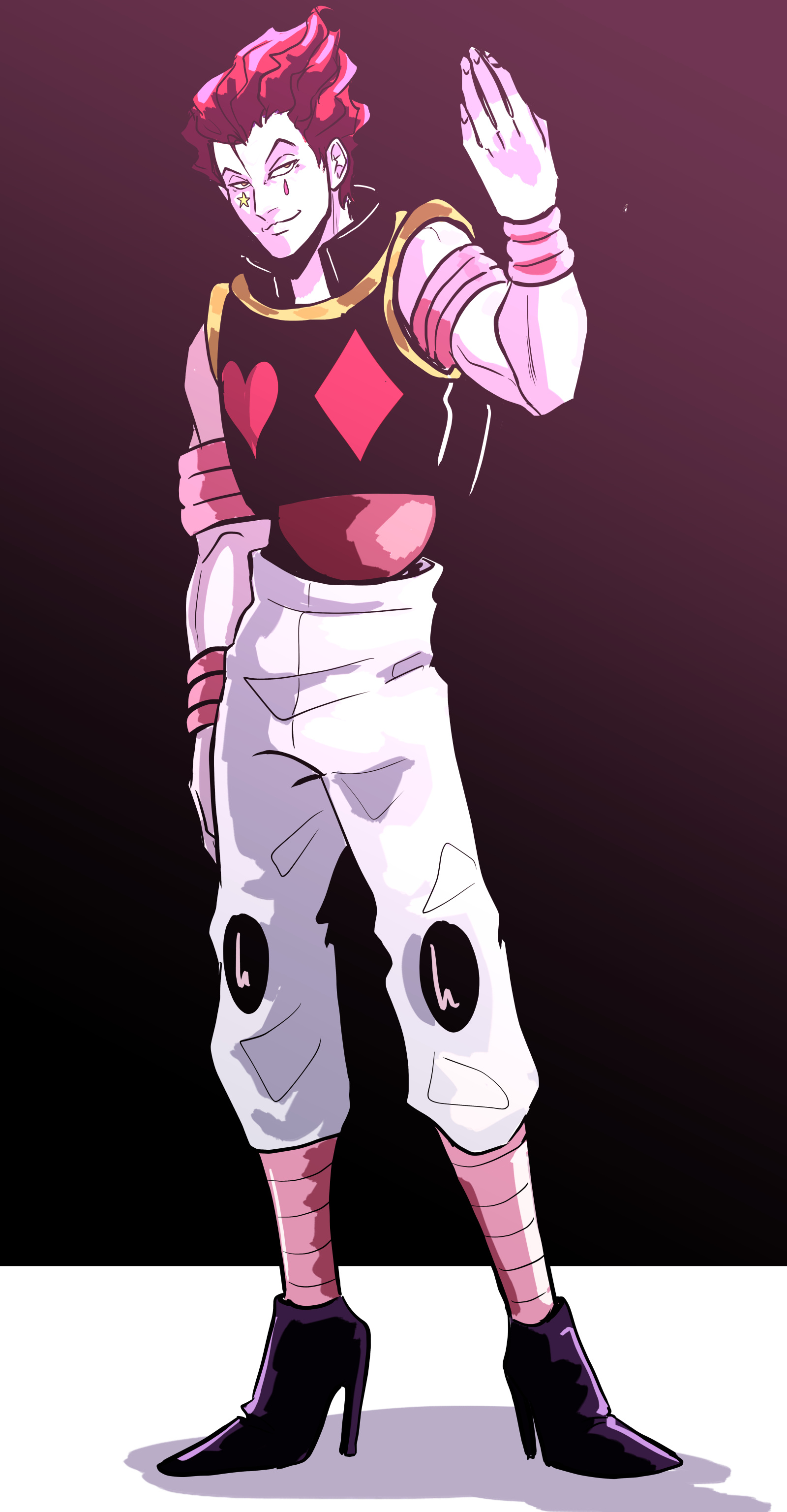 Hisoka, Hunter x Hunter, Artistic drawing, Captivating image, 1600x3080 HD Phone