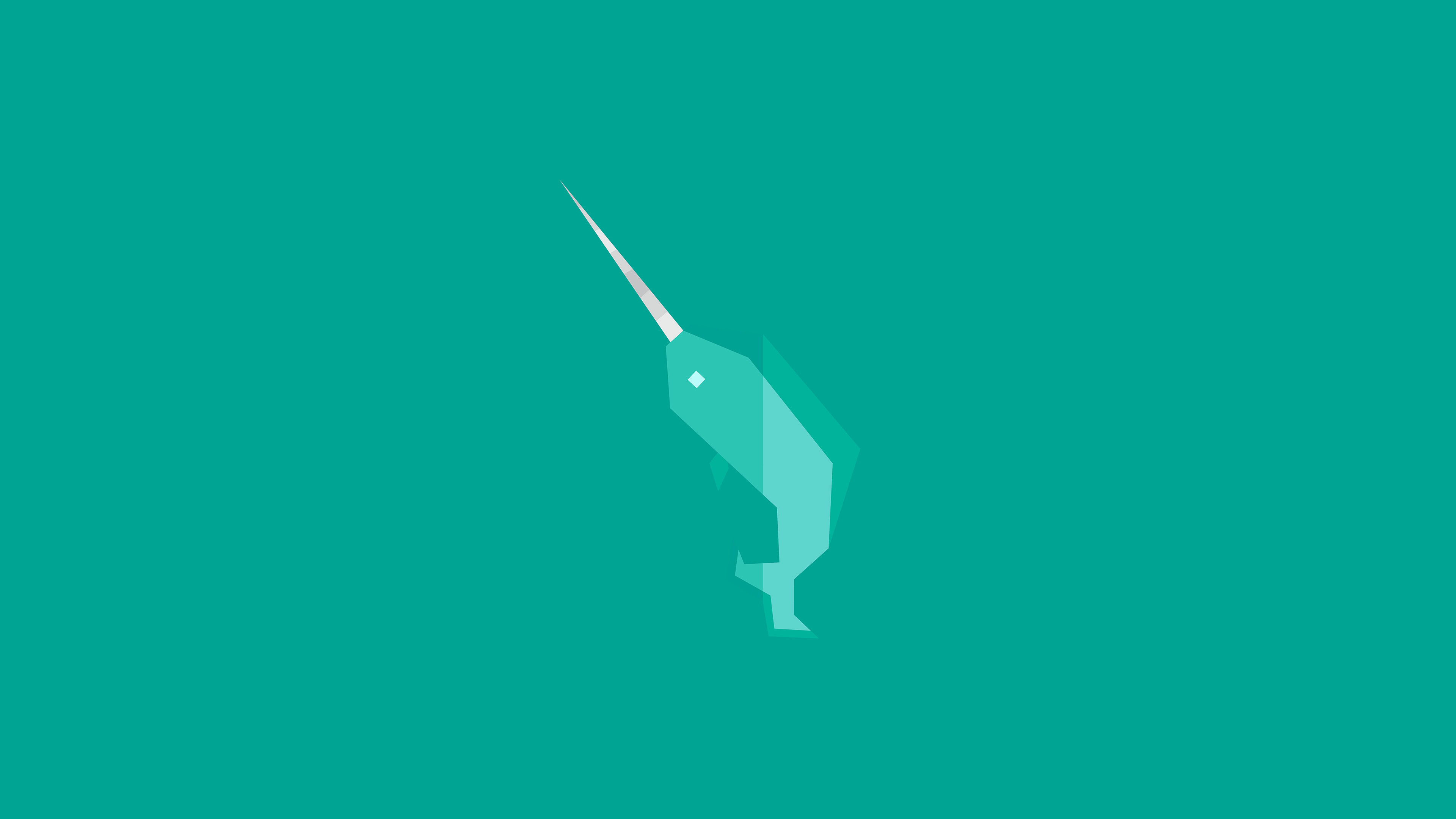 Narwhal, Geometric green whale, Minimal, 3840x2160 4K Desktop