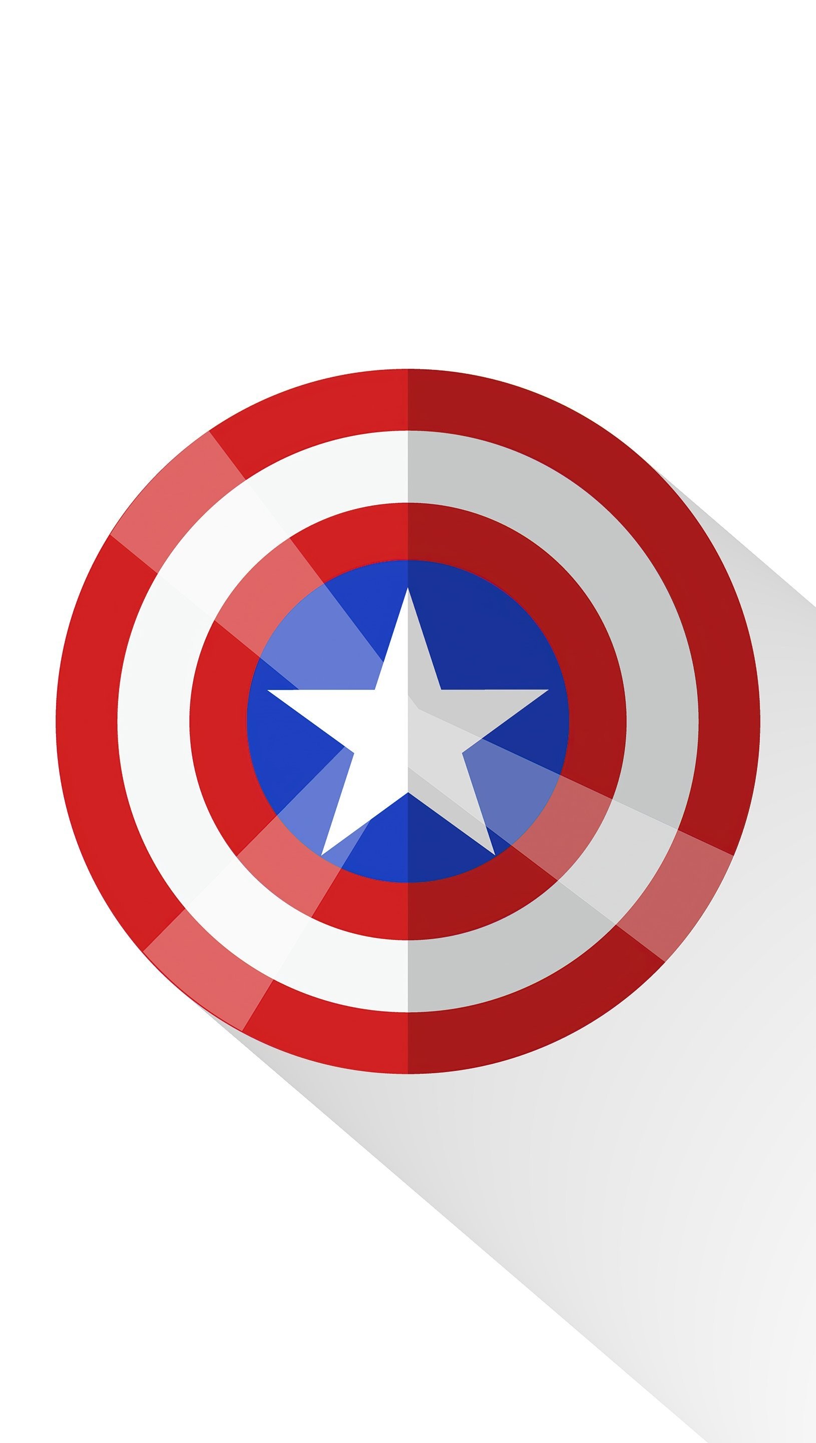 Captain America shield, white five-pointed star, flat design diagonal shadow, HD Phone wallpaper