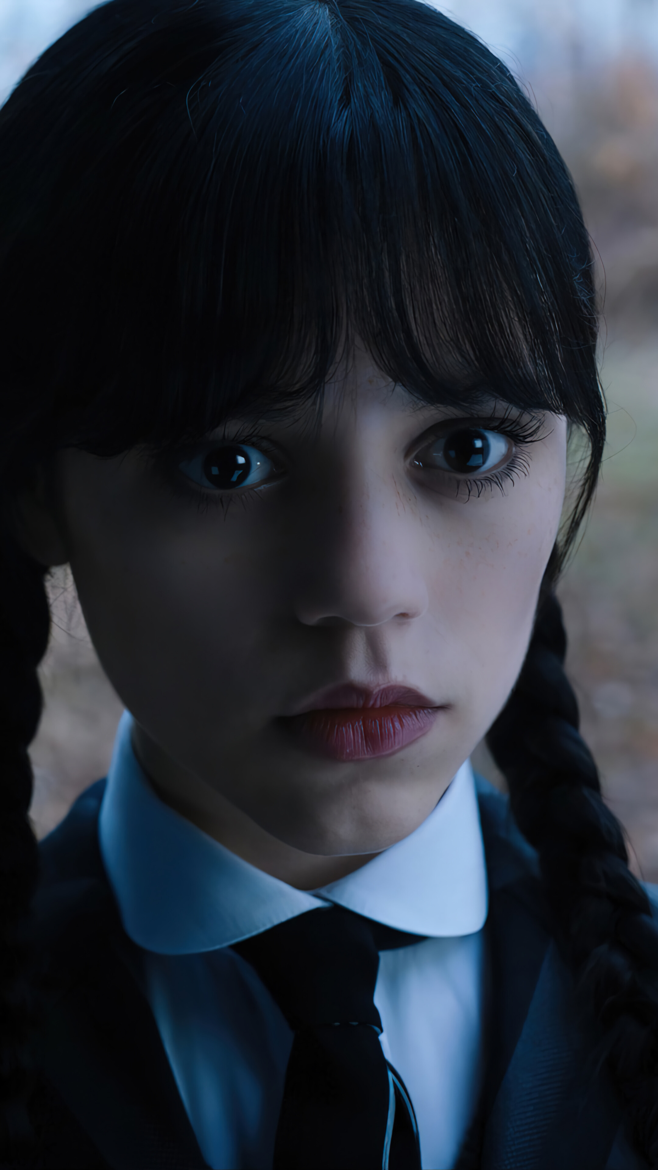 Wednesday Addams, Jenna Ortega, Nevermore Academy uniform, 4K Phone wallpaper