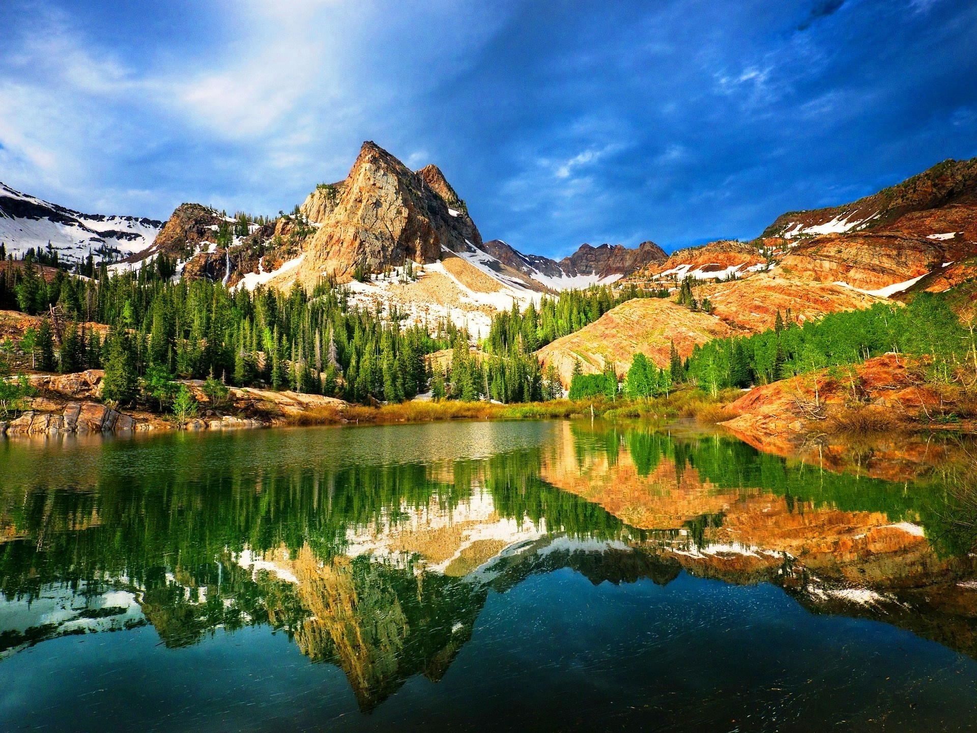Utah travels, Utah USA, Mountain lake trees, 1920x1440 HD Desktop