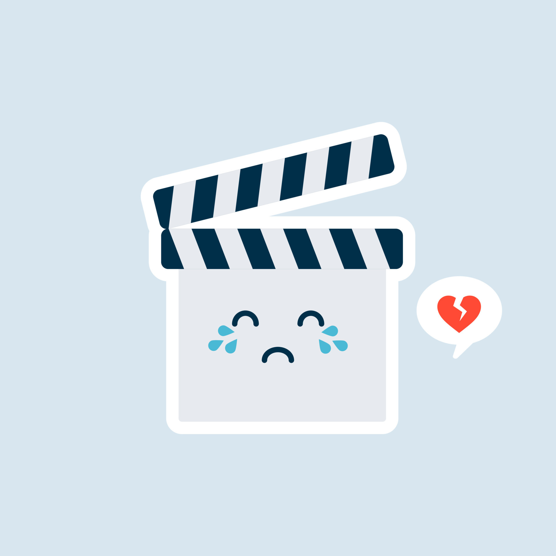 Cute cartoon clapperboard, Vector icon illustration, Kawaii clapperboard mascot, Movie icon, 1920x1920 HD Phone