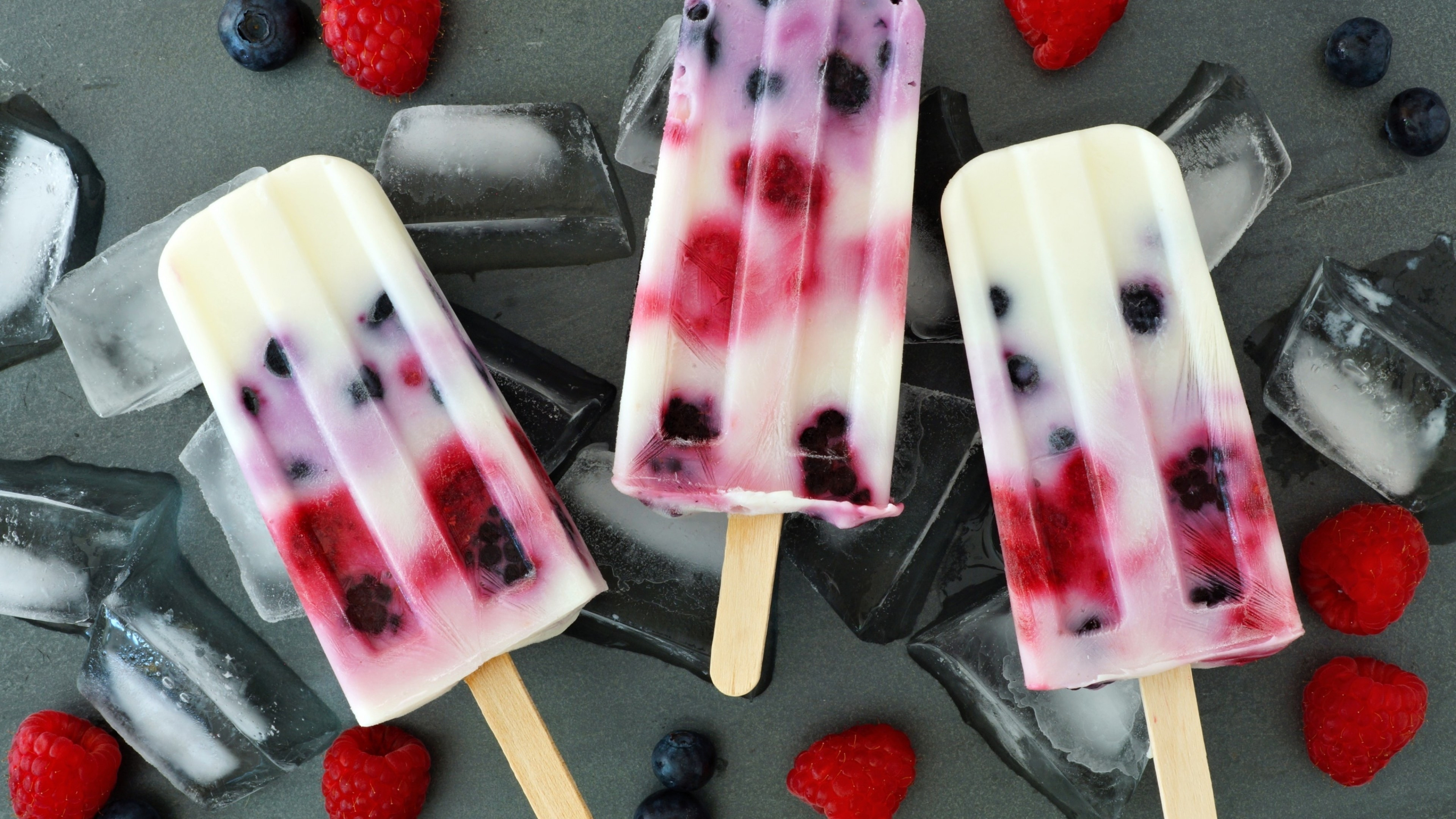 Ice Cream, Berries, Ice Cubes, UHD TV, 3840x2160 4K Desktop