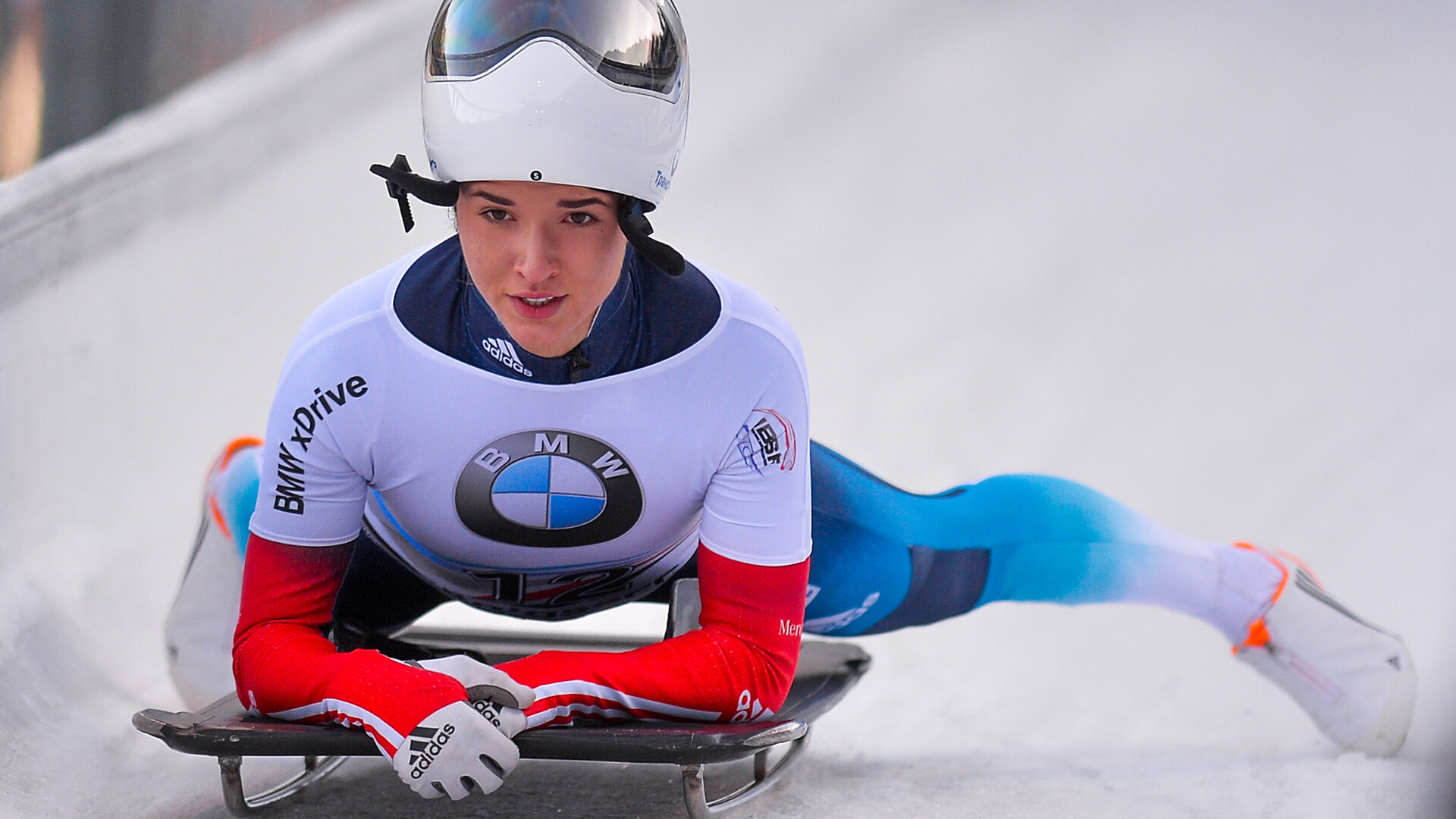 Skeleton racing, Winter Olympics, Yulia Kanakina, Beautiful racer, 1920x1080 Full HD Desktop