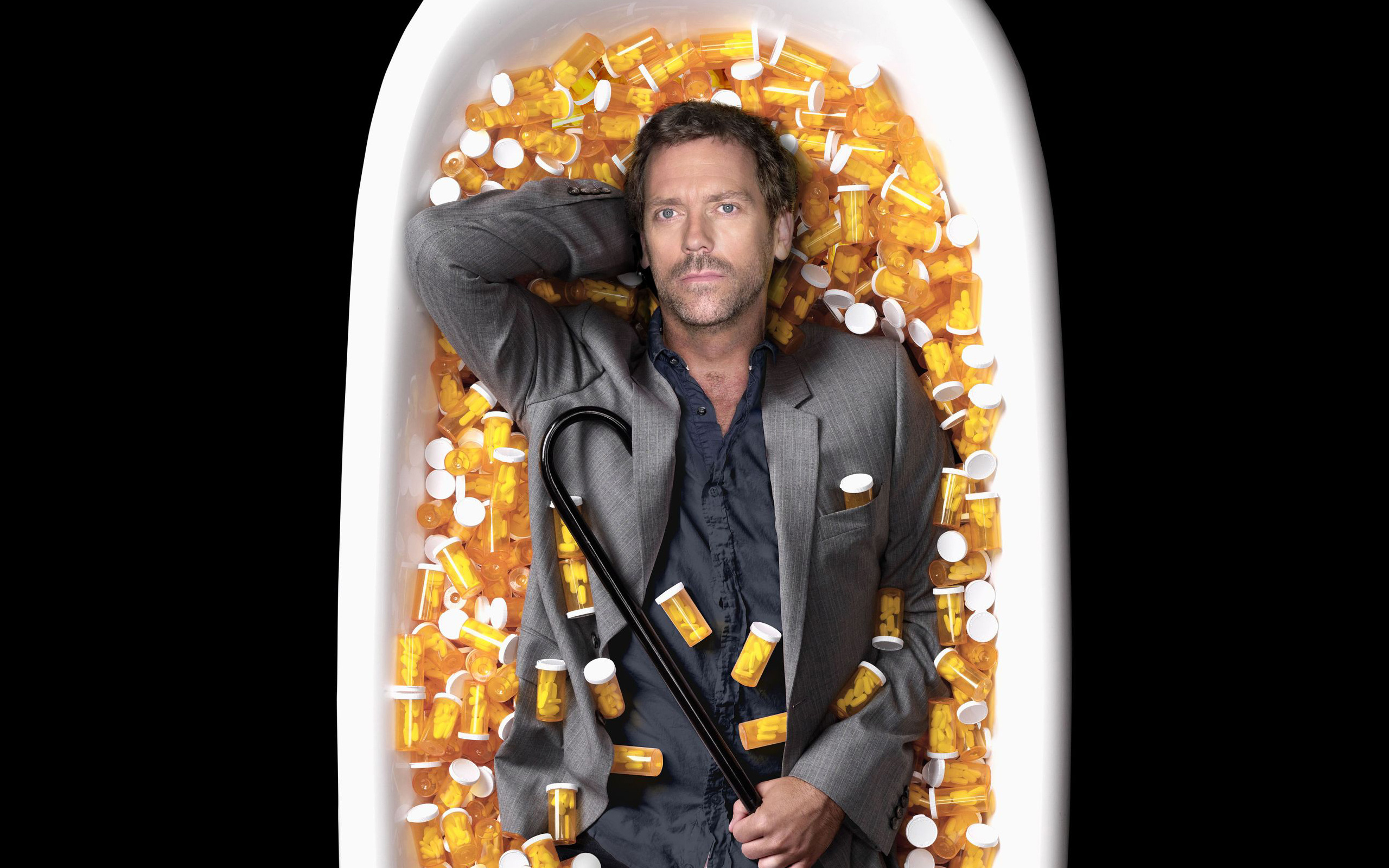 Hugh Laurie, Gregory House pills, Vicodin, Doctor House MD, 2560x1600 HD Desktop