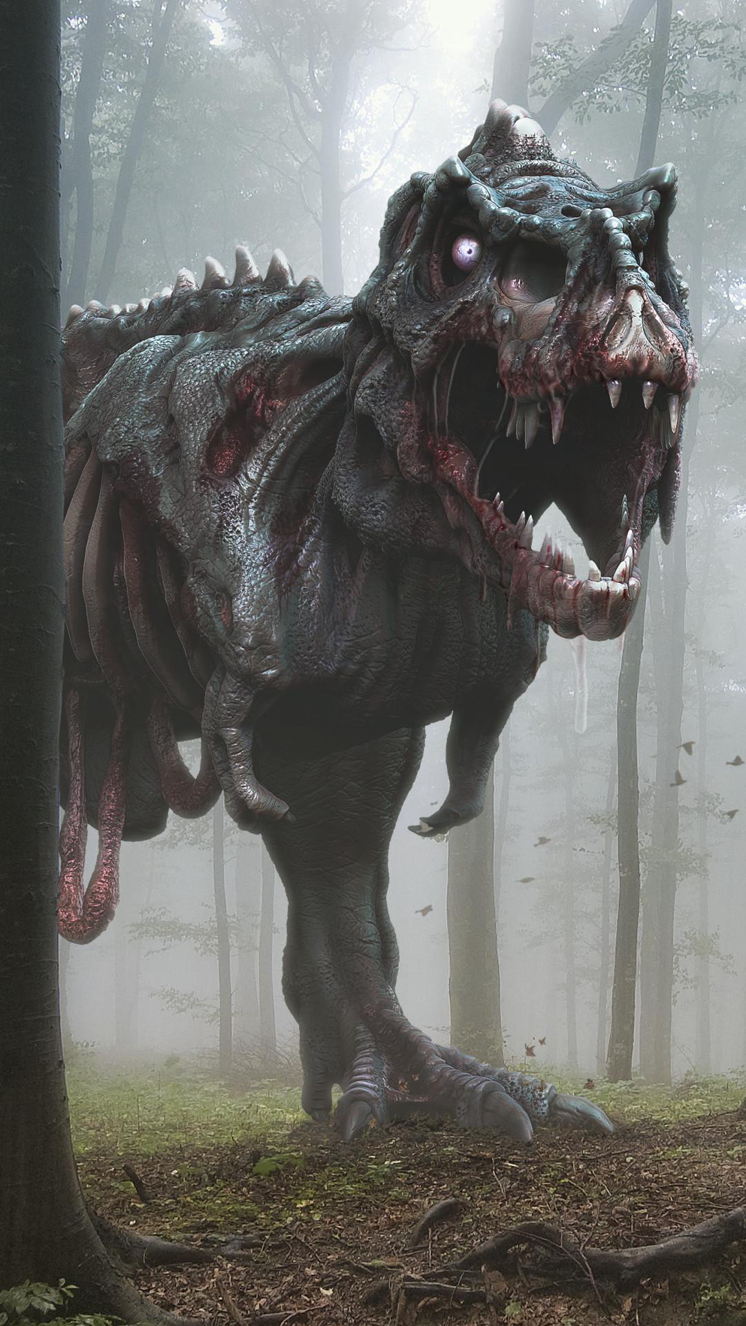 Zombie, Tyrannosaurus Rex Wallpaper, 1080x1920 Full HD Phone