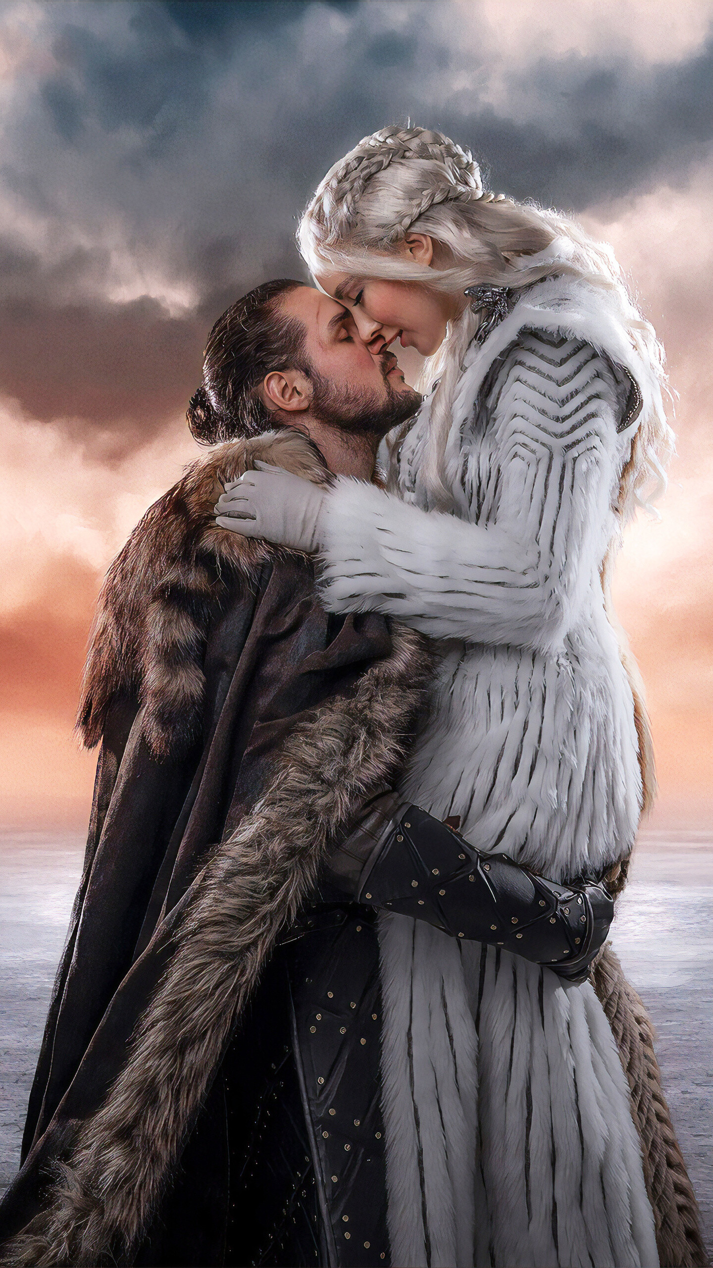 Jon Snow and Daenerys, Hugs Wallpaper, 1440x2560 HD Phone