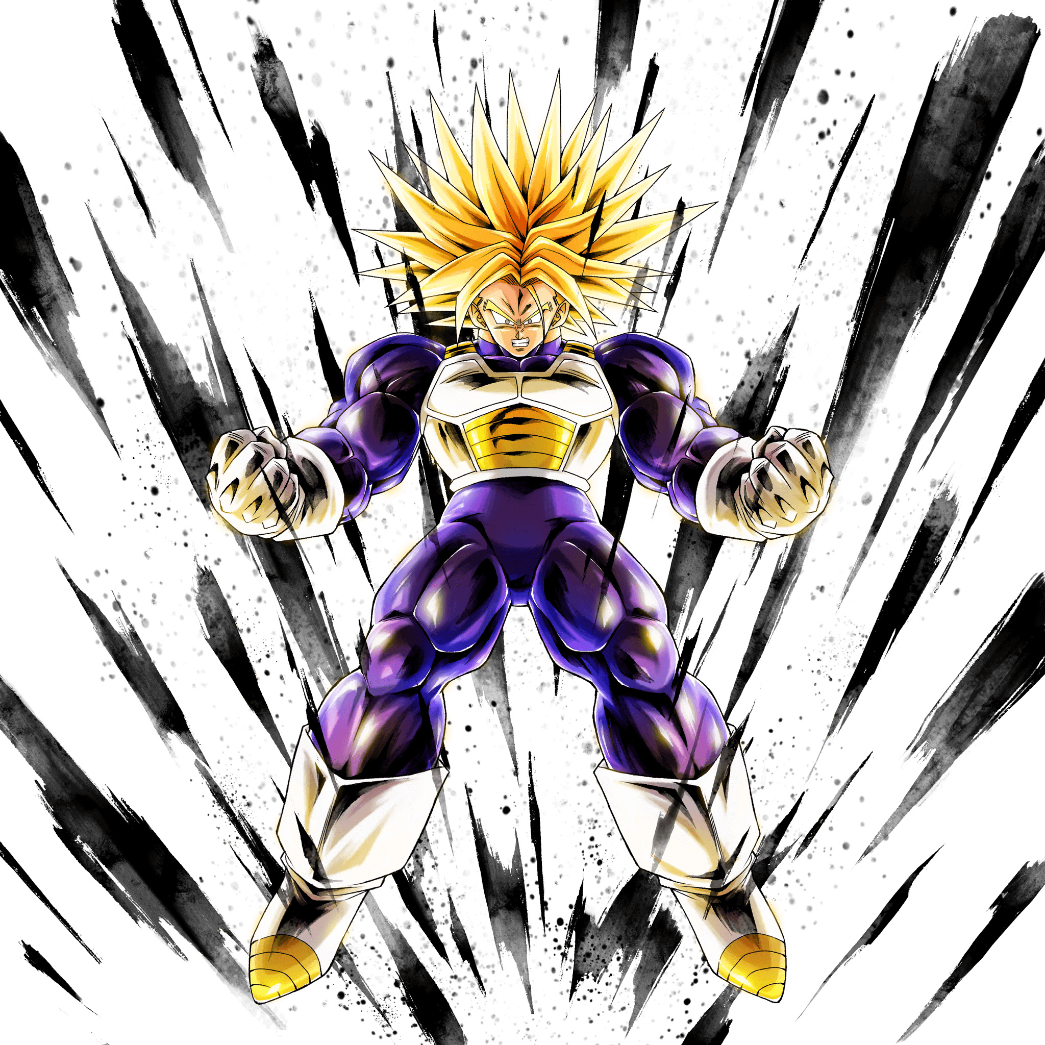 Super Saiyan Grade 3 Trunks, Saiyan battle armor, black ink brushstrokes, HD Phone wallpaper