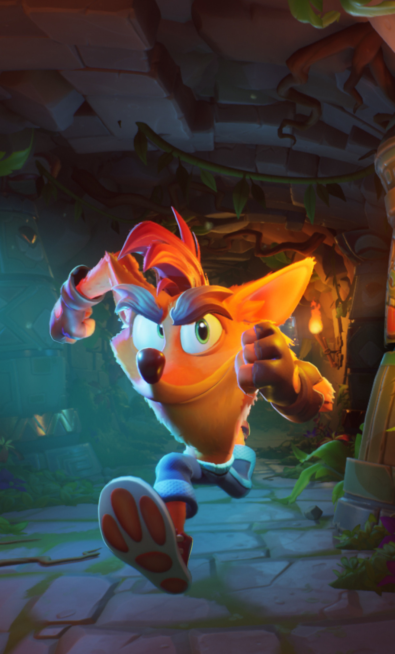 Crash Bandicoot, Crash Bandicoot 4: It's About Time, Torchlit stone ruins, HD Phone wallpaper