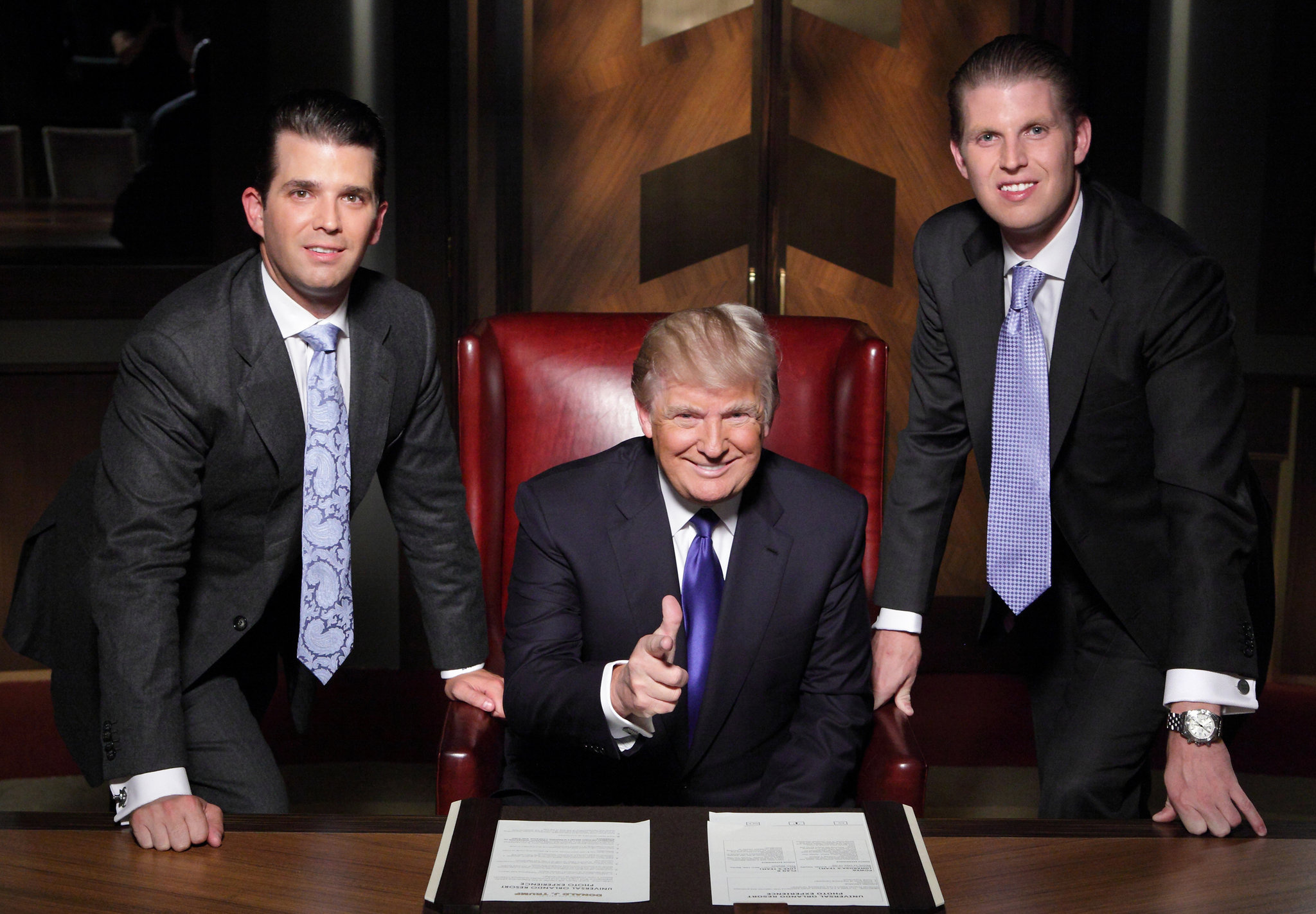 Donald Trump, Donald Trump Jr., Eric Trump, leather executive chair, HD Desktop wallpaper