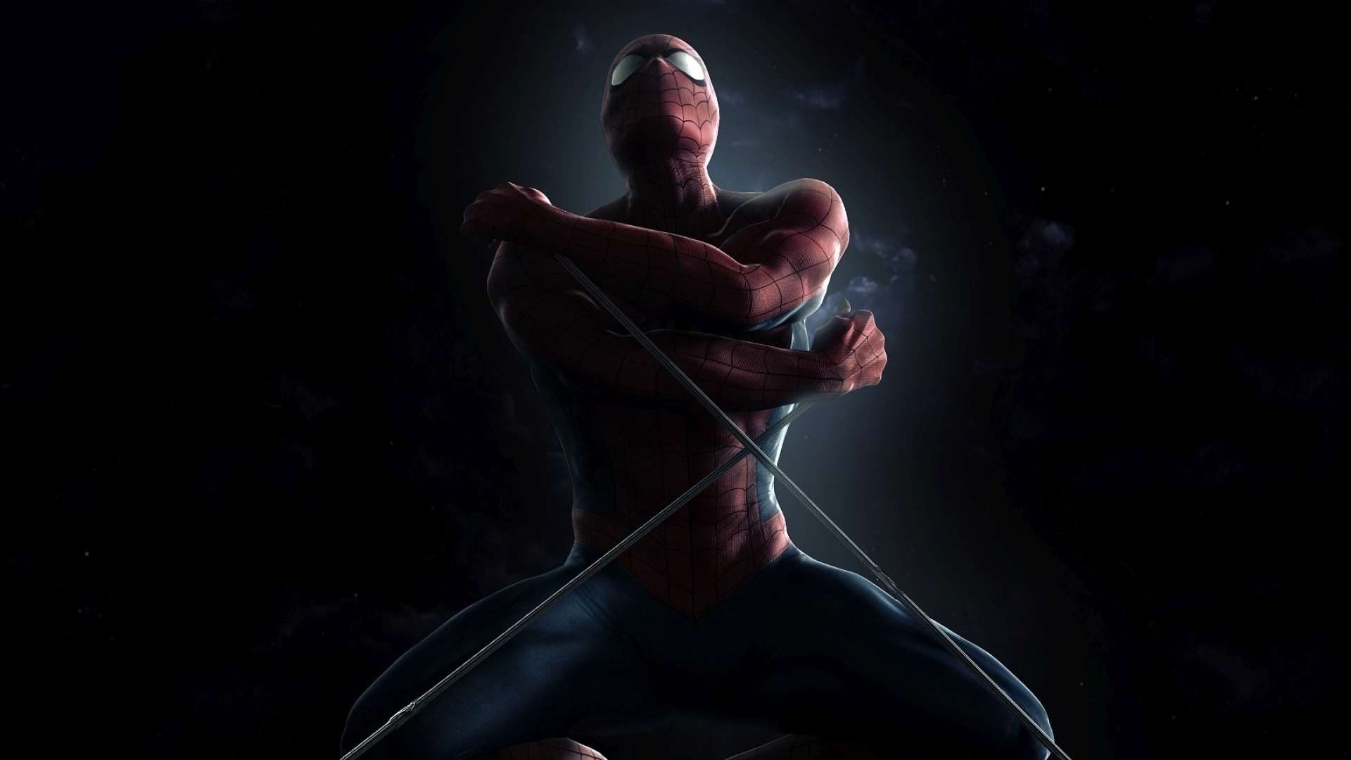 The Amazing Spider-Man, crossed spider web lines, dramatic rim lighting, Full HD Desktop wallpaper