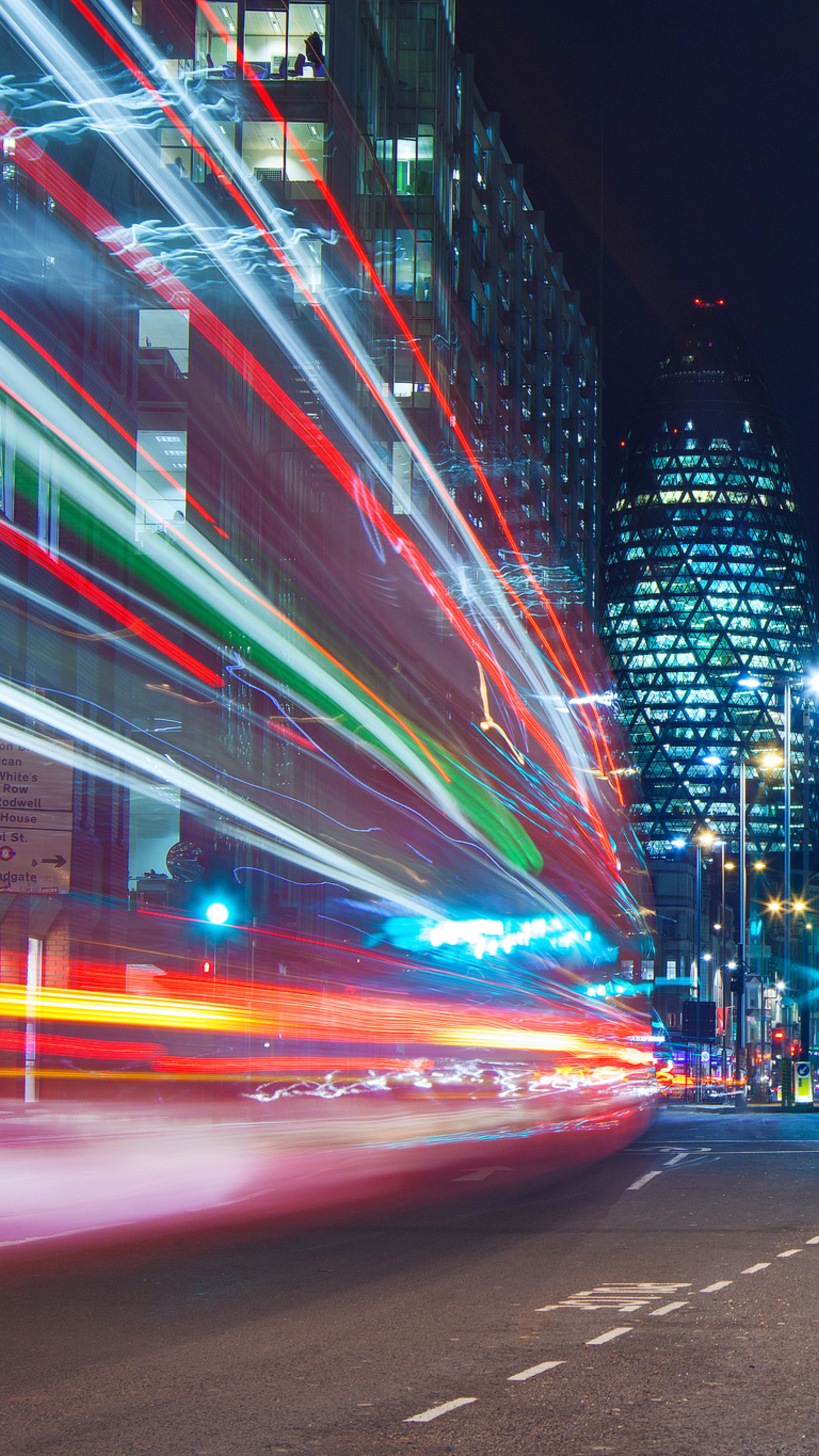 London light trails, Xperia XZ, HD wallpapers, 2160x3840 4K Phone