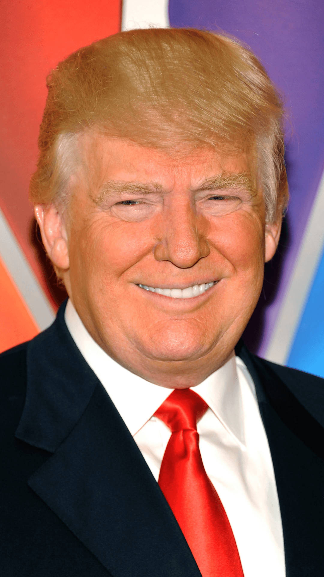 Donald Trump, red necktie, NBC logo backdrop, Full HD Phone wallpaper