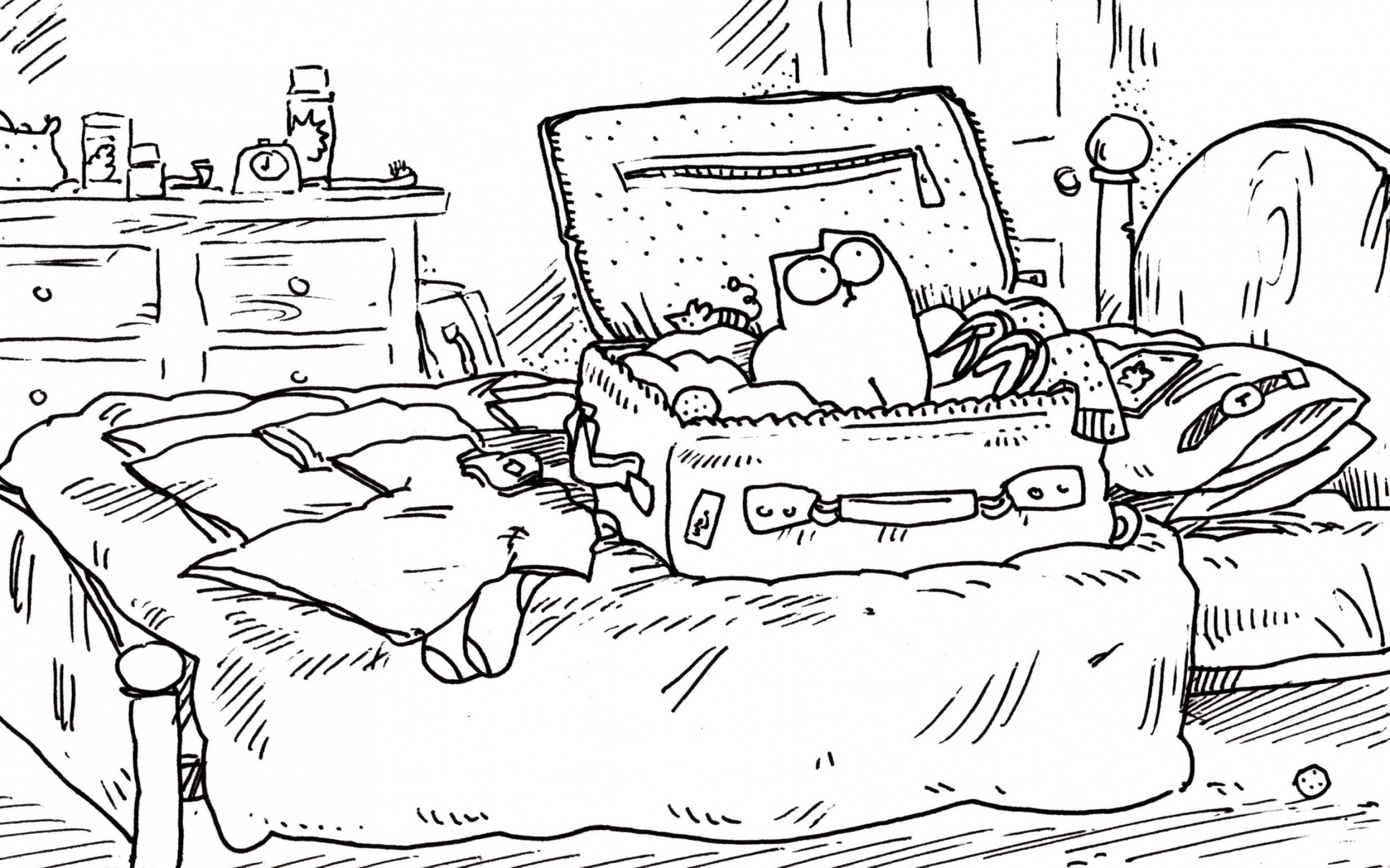 Simon's Cat wallpapers, Adorable animations, Playful antics, Cartoon charm, 2880x1800 HD Desktop