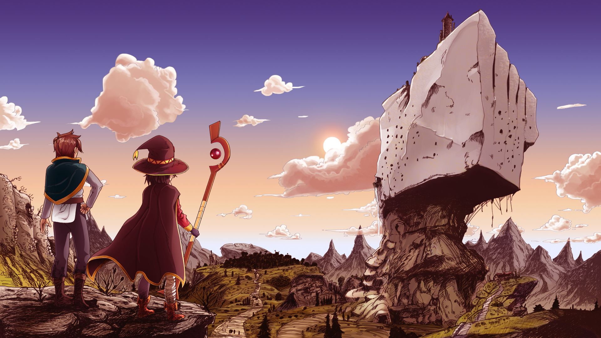 KonoSuba, Wonderful world, Anime wallpapers, God's blessing, 1920x1080 Full HD Desktop