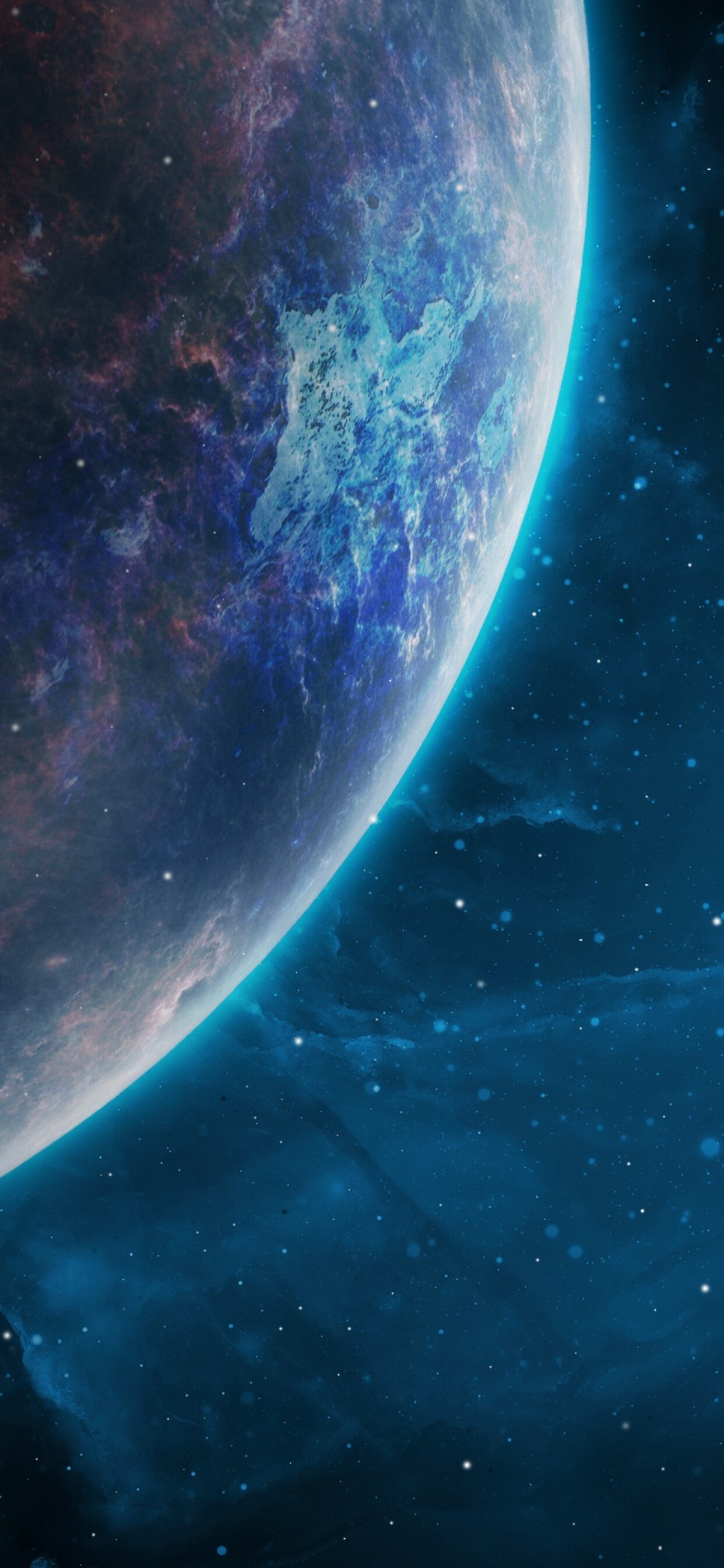 Planet wallpaper 4K, Galaxy, Blue stars, Cosmos, 1250x2690 HD Phone