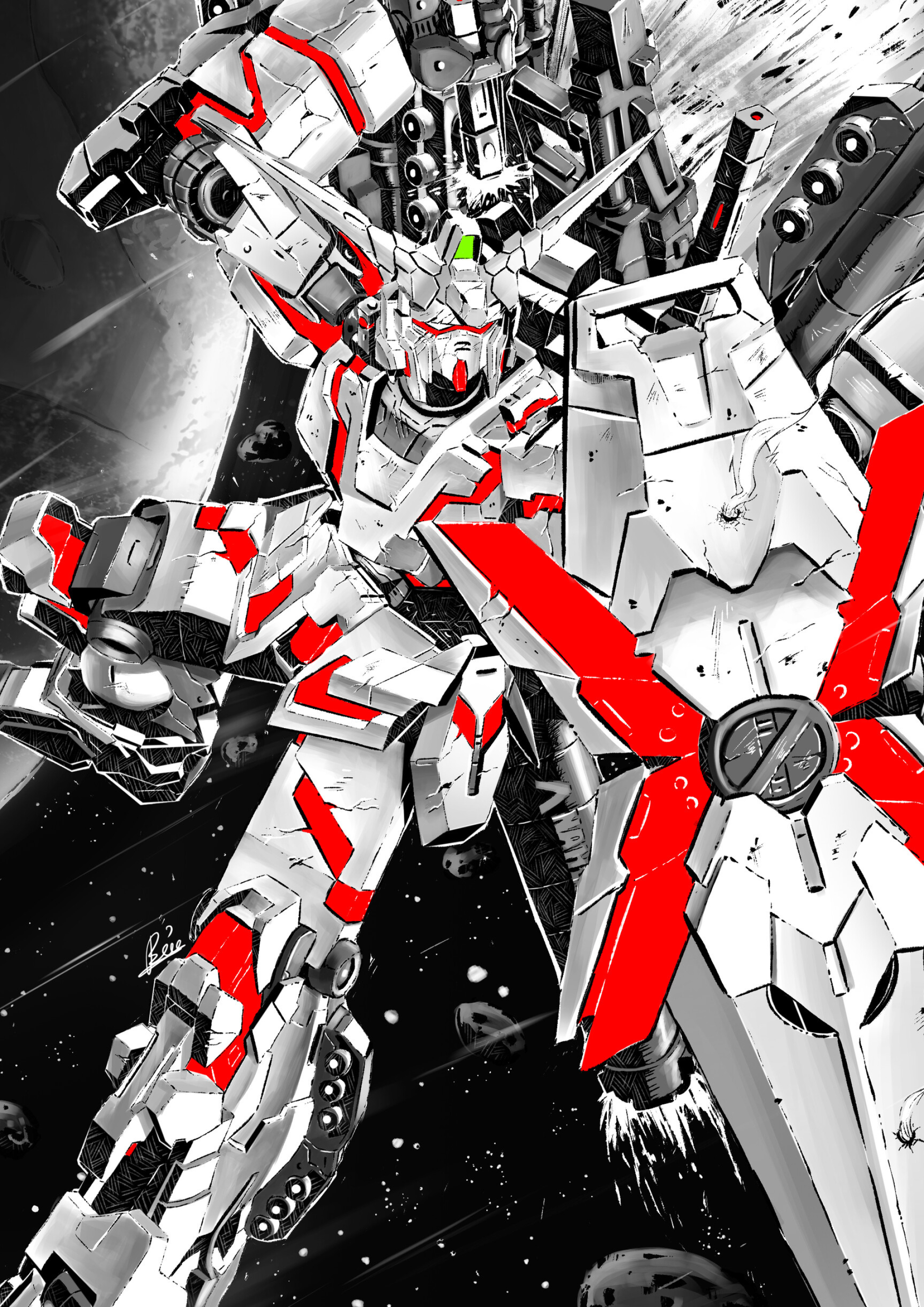 Artwork, Gundam Unicorn Wallpaper, 1920x2720 HD Phone