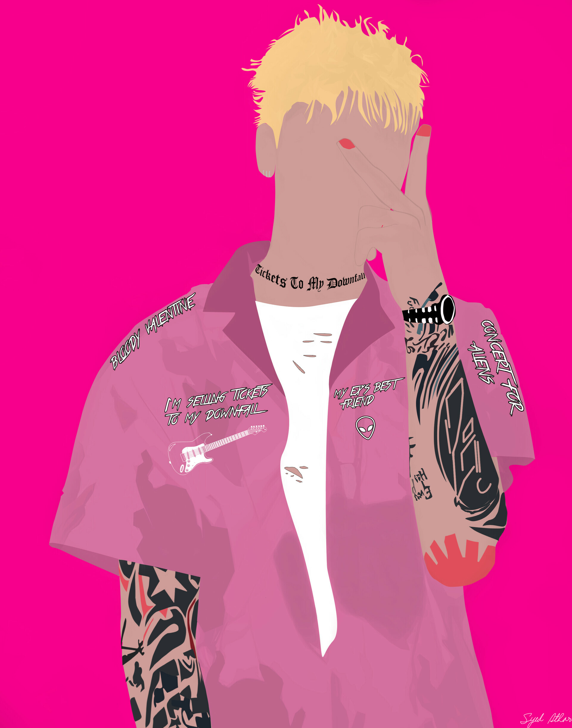 Machine Gun Kelly, Tickets To My, Artstation Machine Gun, 1920x2450 HD Phone