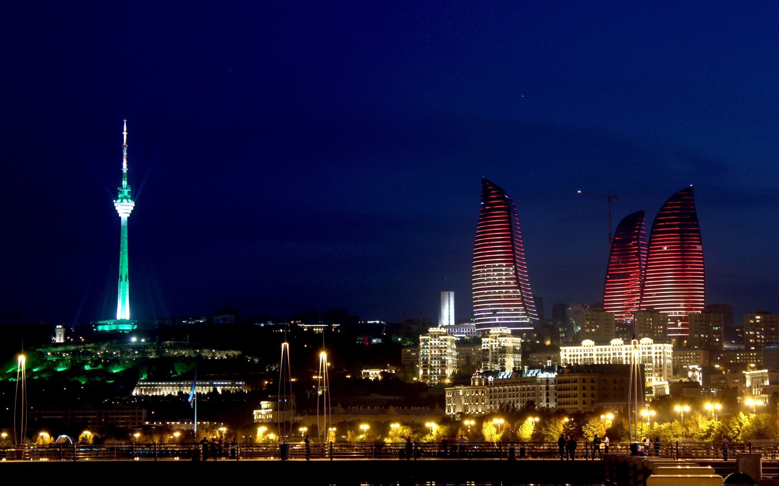 Baku skyline at night, Mesmerizing lights, Urban beauty, Captivating wallpapers, 2560x1600 HD Desktop