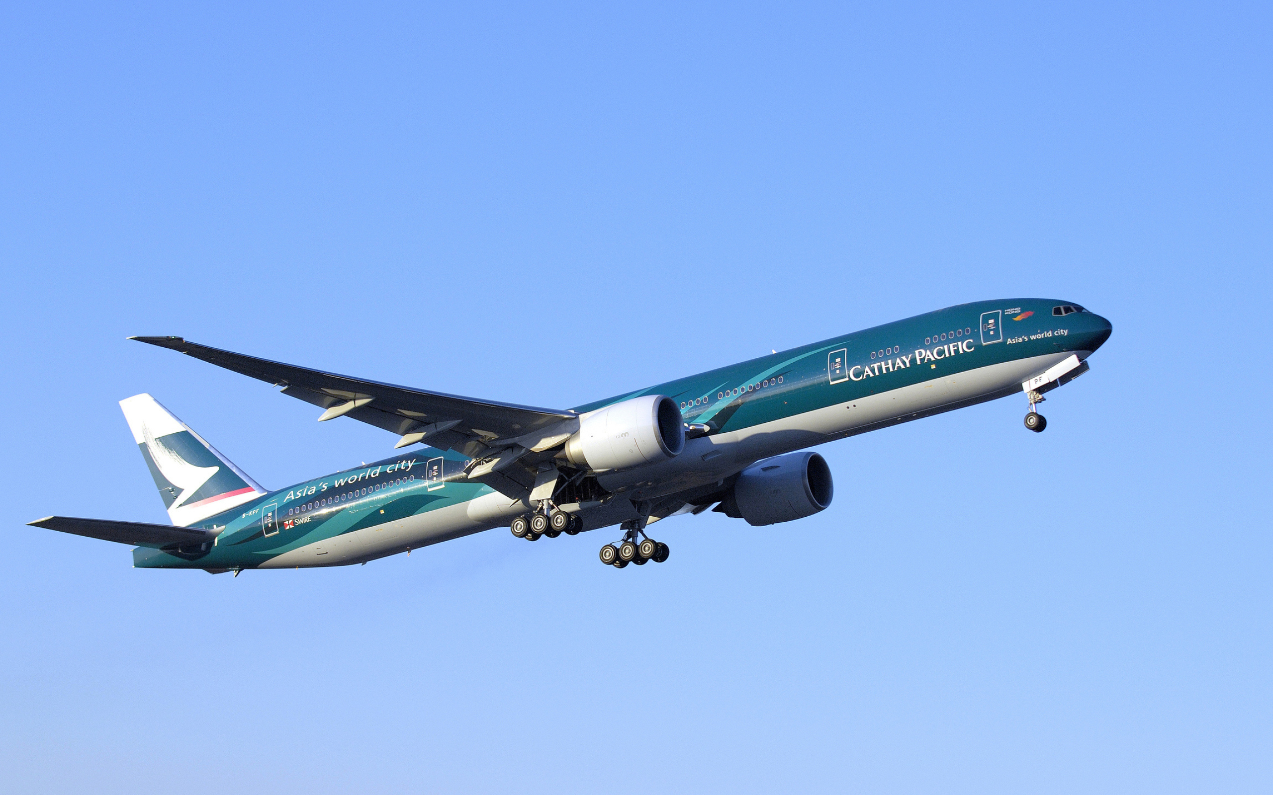 Cathay Pacific, Boeing 777 in flight, 2560x1600 HD Desktop