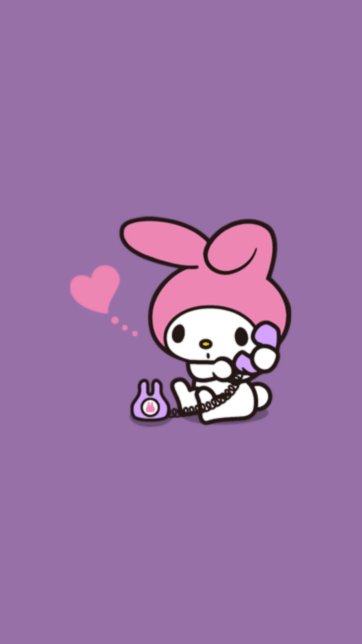 My Melody, pink corded telephone, pink heart thought bubble, HD Phone wallpaper