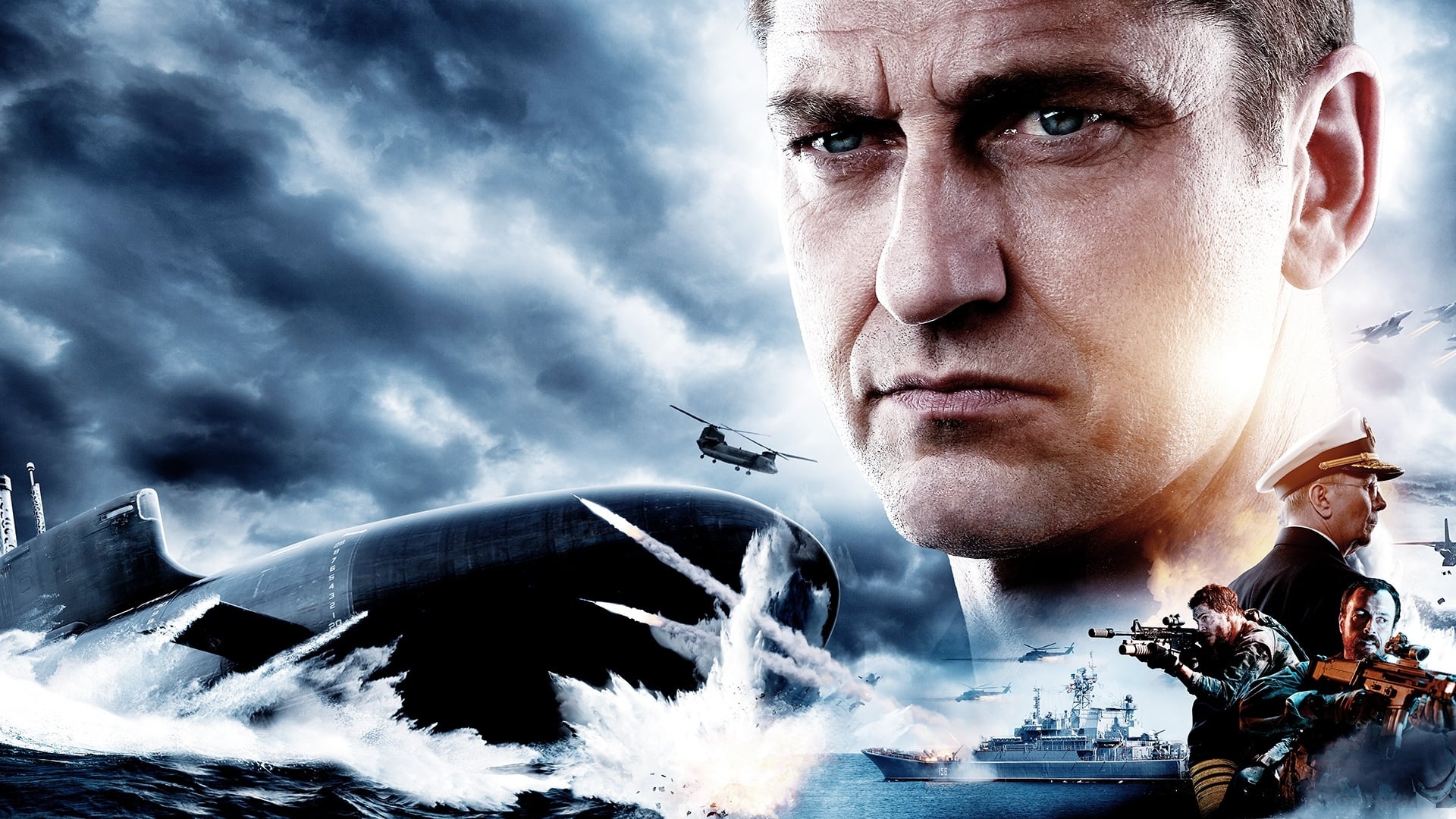 Hunter Killer movie, Database backdrops, Adrenaline-fueled plot, Navy versus terrorists, 1920x1080 Full HD Desktop