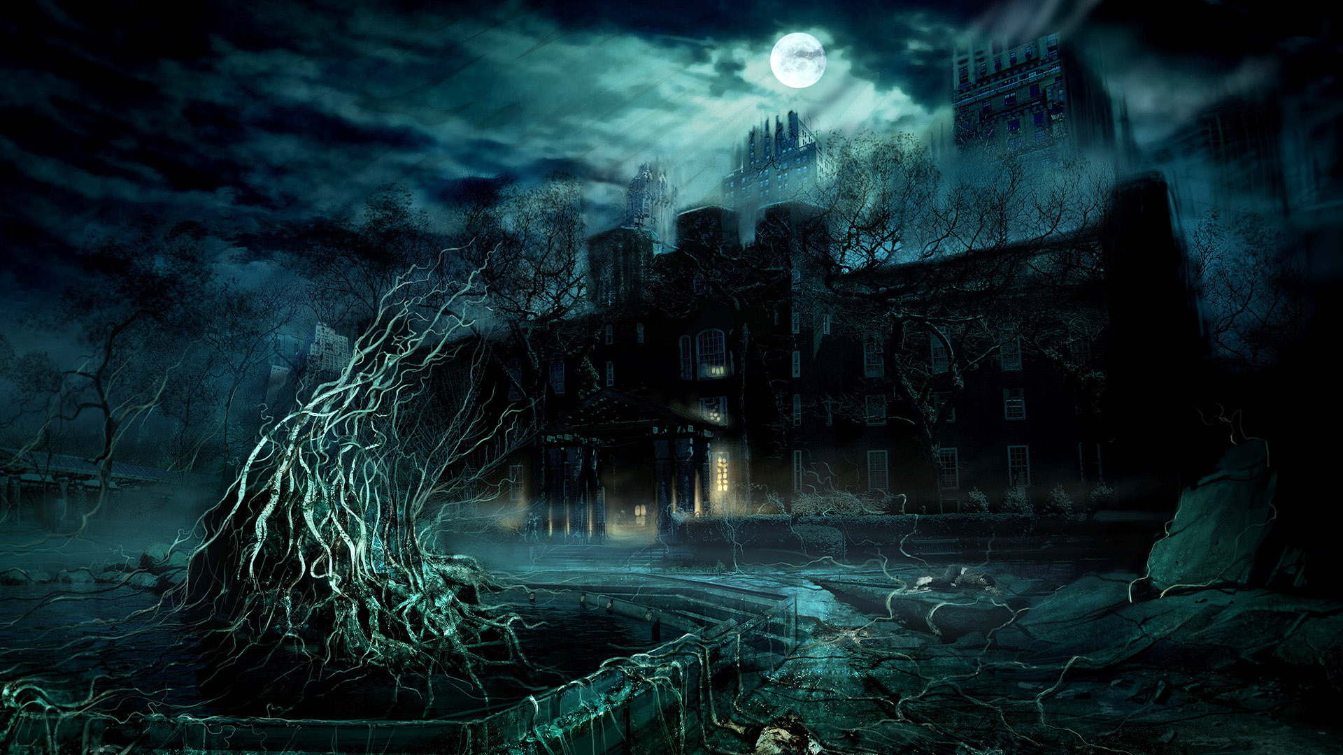 Live wallpaper, Haunted house, Dynamic visuals, Immersive setting, 1920x1080 Full HD Desktop