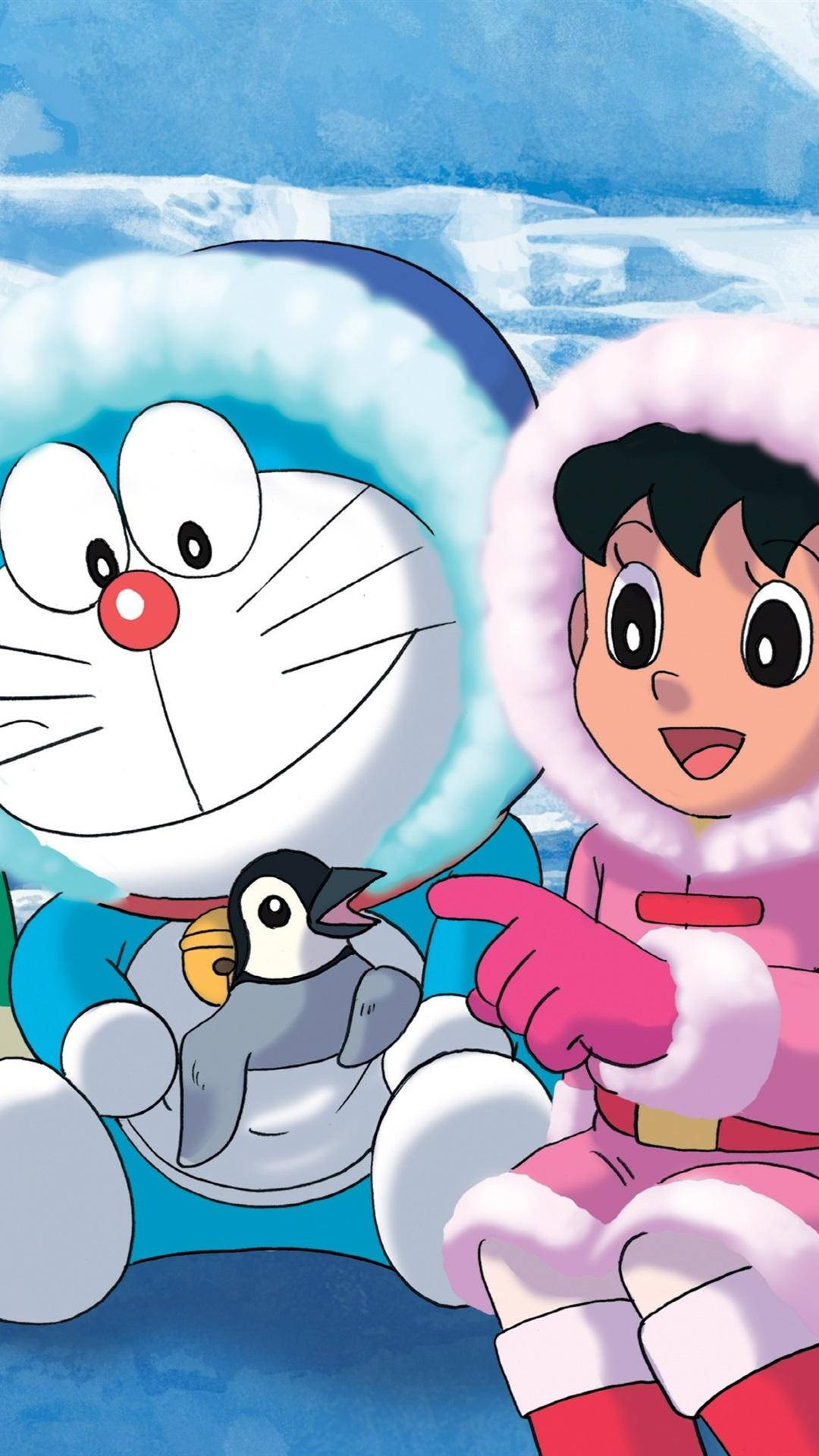 Doraemon, Shizuka Minamoto, baby penguin chick, Full HD Phone wallpaper