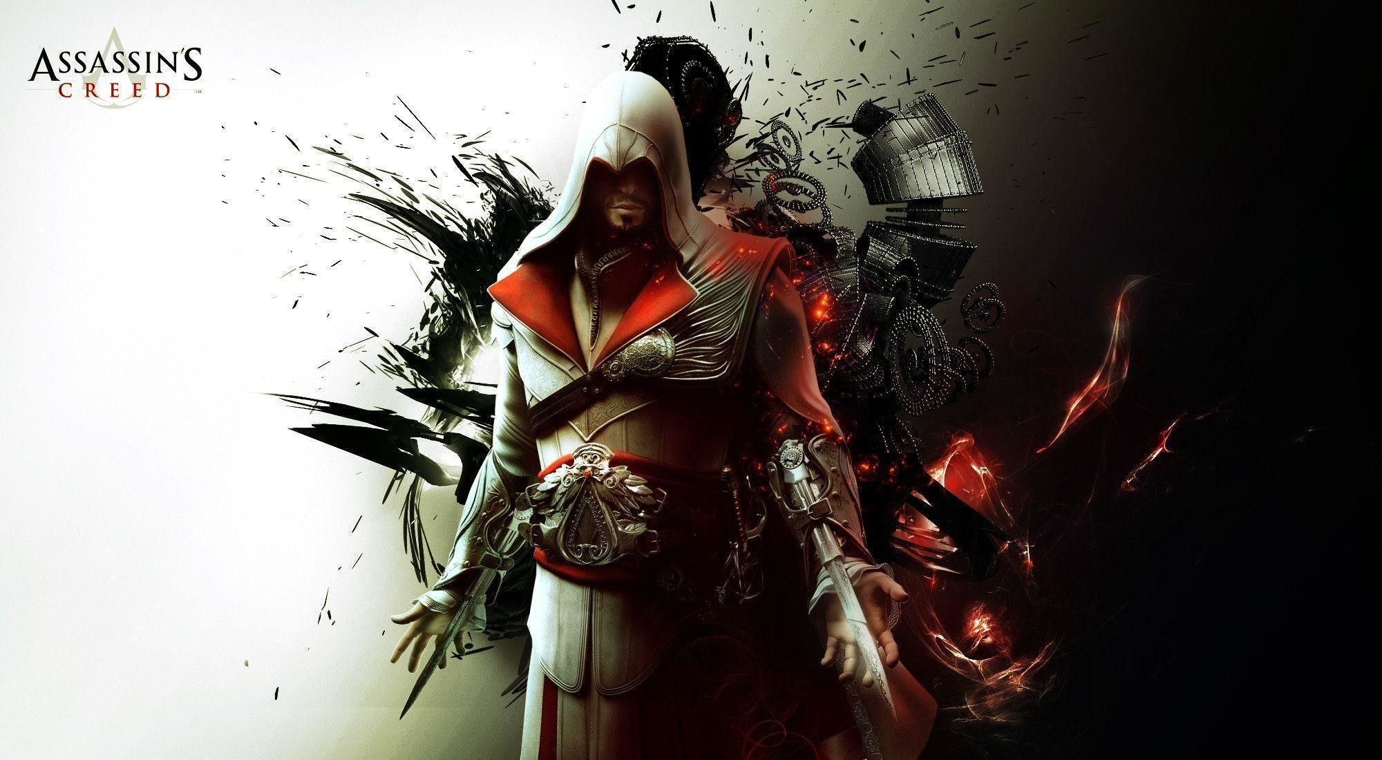 Ezio Auditore da Firenze, Assassin's Creed logo, Dual hidden blades, HD Desktop wallpaper