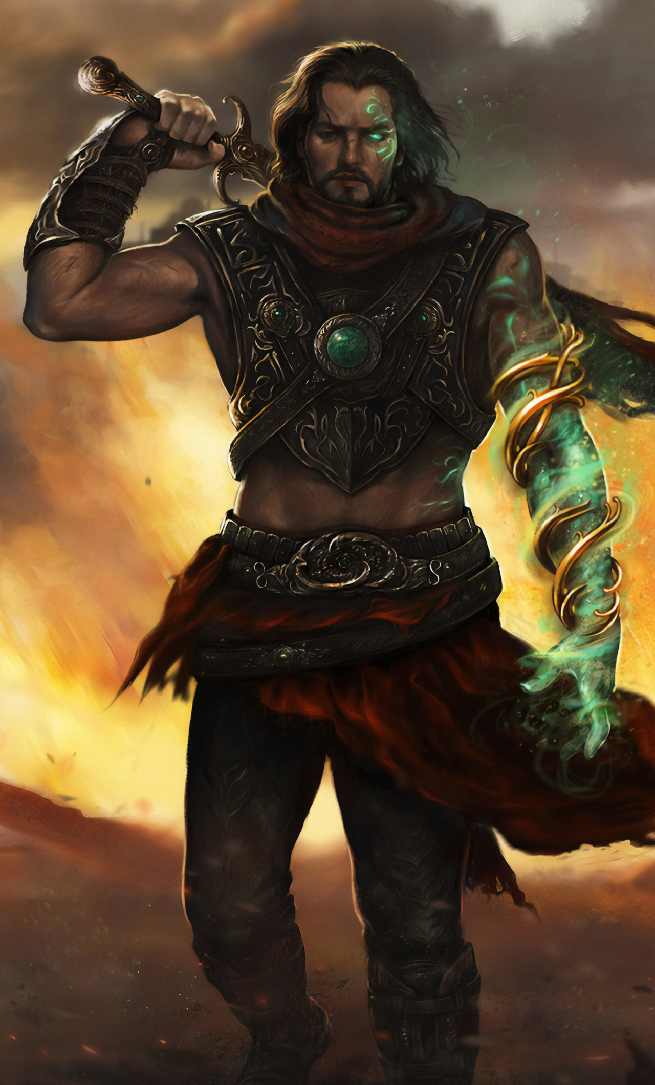Prince of Persia, Glowing magical arm, Desert battleground, HD Phone wallpaper