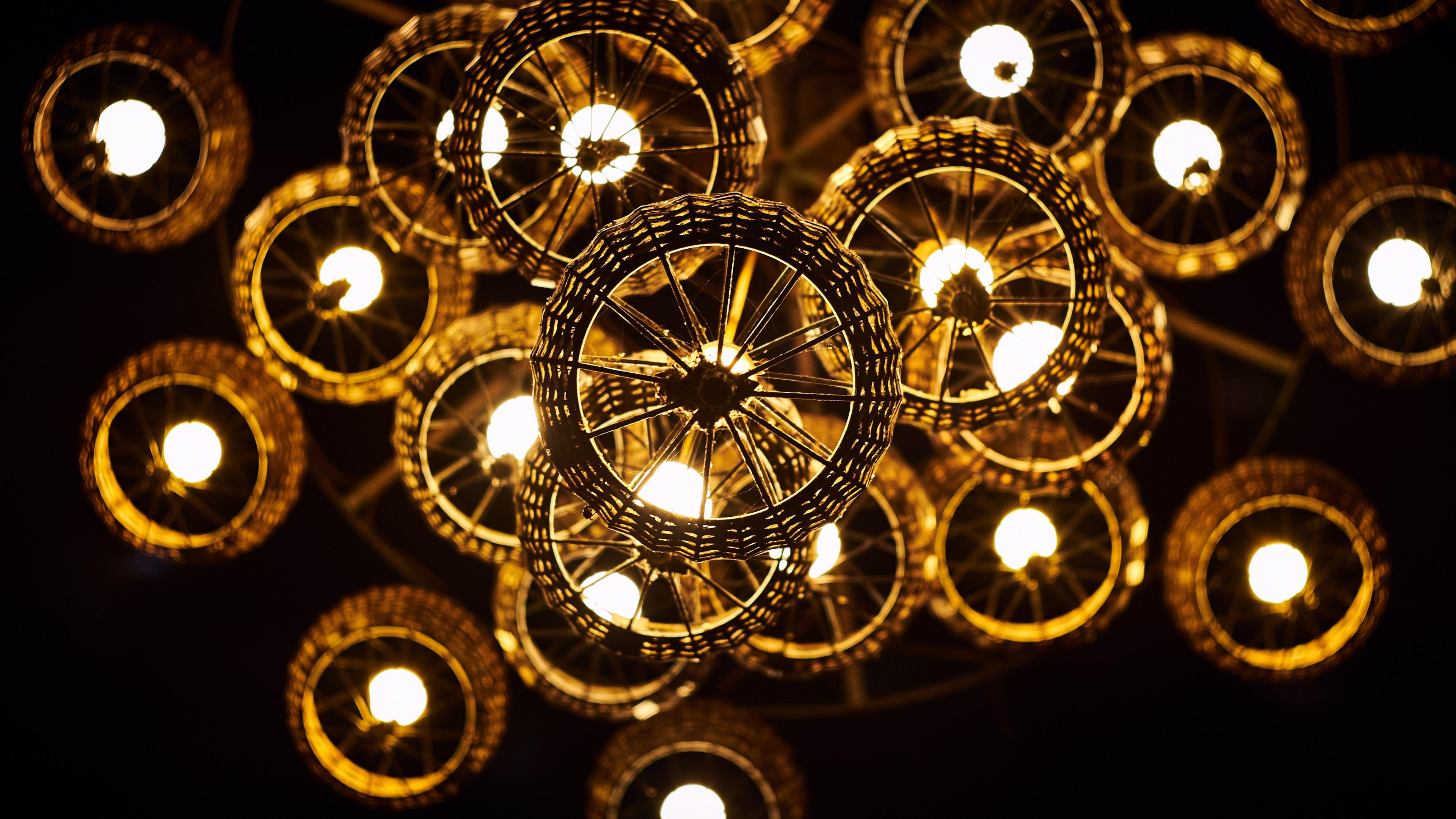 Chandelier glow, Bright light bulbs, Stunning illumination, High definition, 3840x2160 4K Desktop