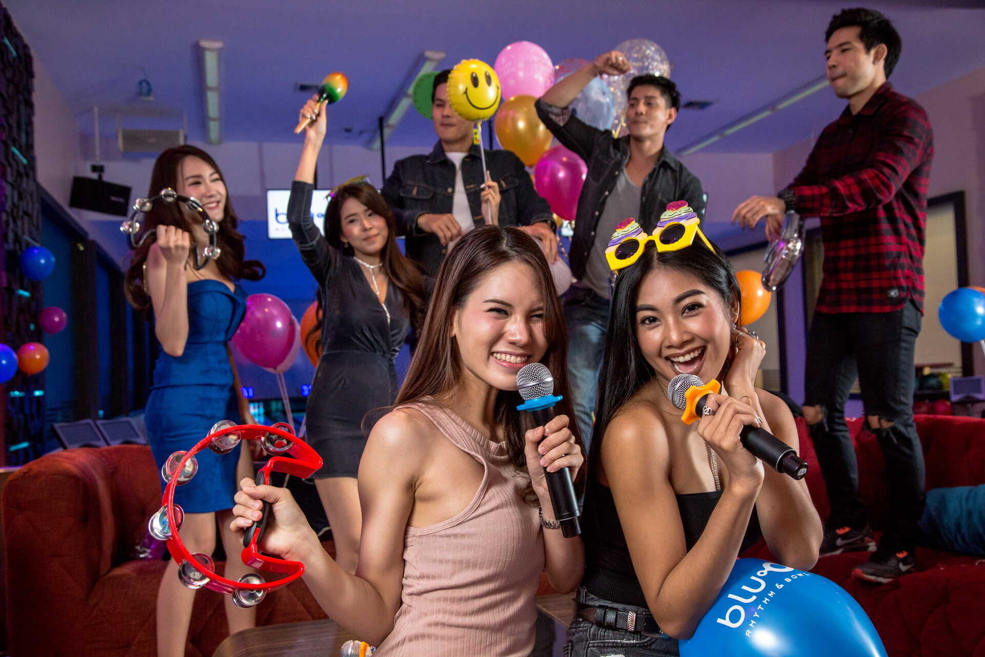 Karaoke at Blu O Rhythm & Bowl, Fun activity, Bowling alley karaoke, Party vibes, 1920x1280 HD Desktop