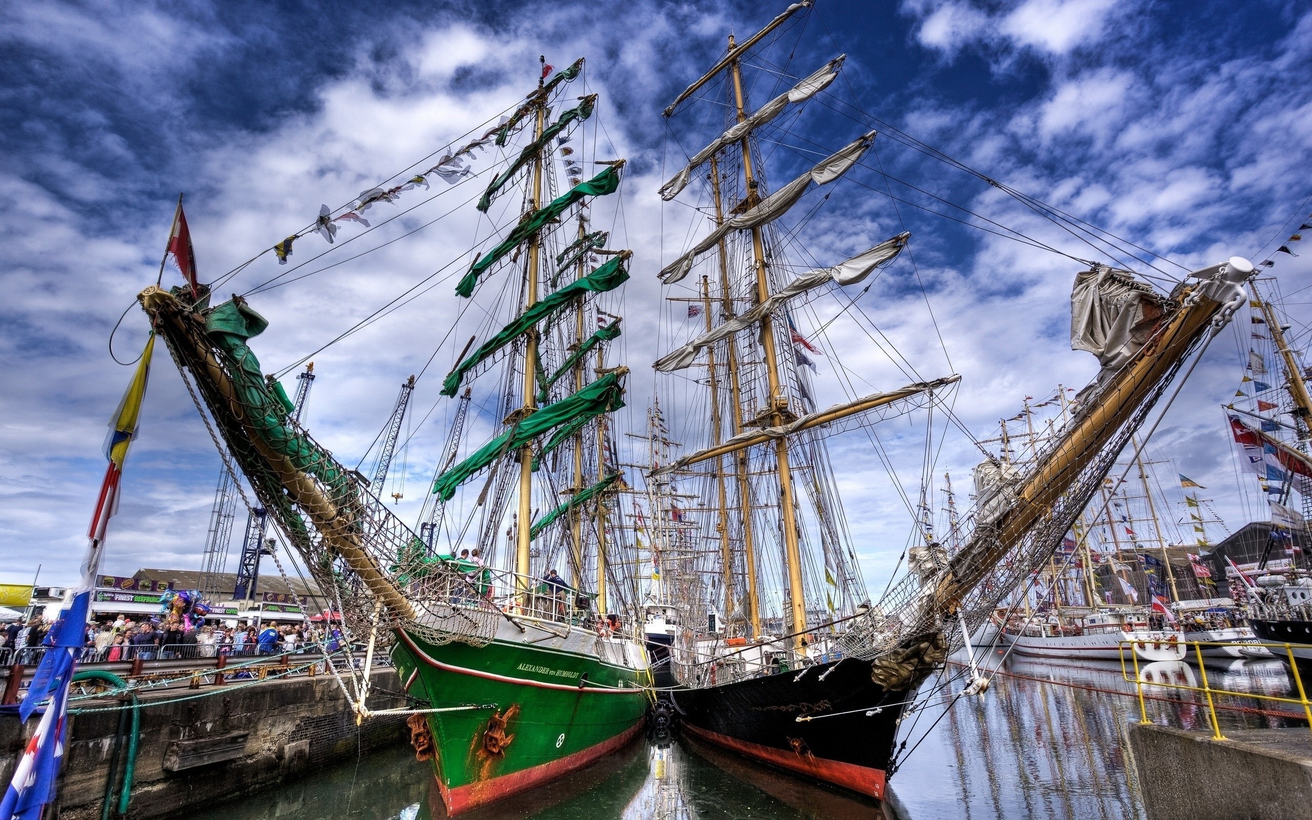 Harbor retreat, Splendid tall ship, Water vessel beauty, Historic windjammer, 2560x1600 HD Desktop