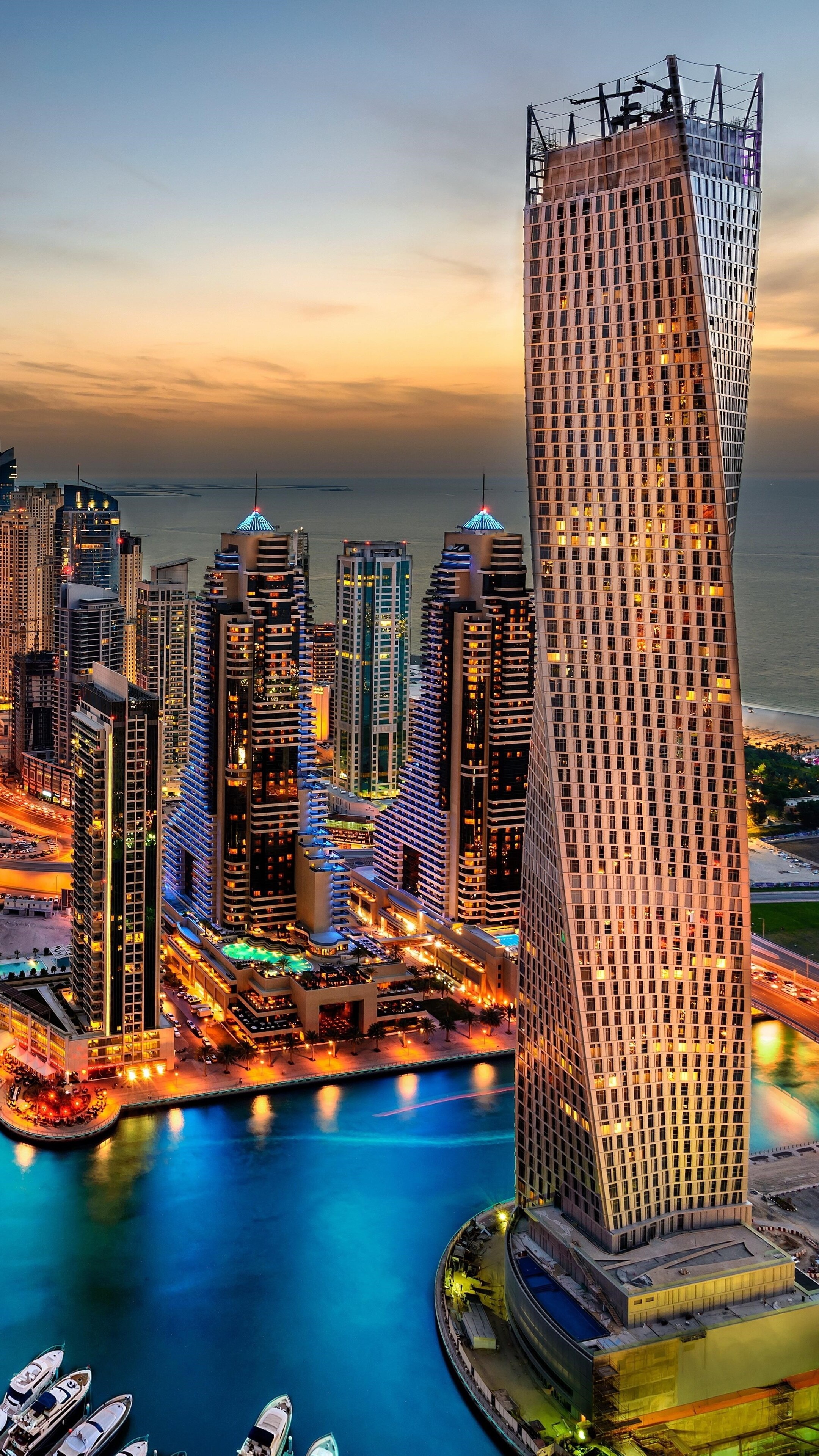 Cayan Tower, Dubai Skyline Wallpaper, 2160x3840 4K Phone