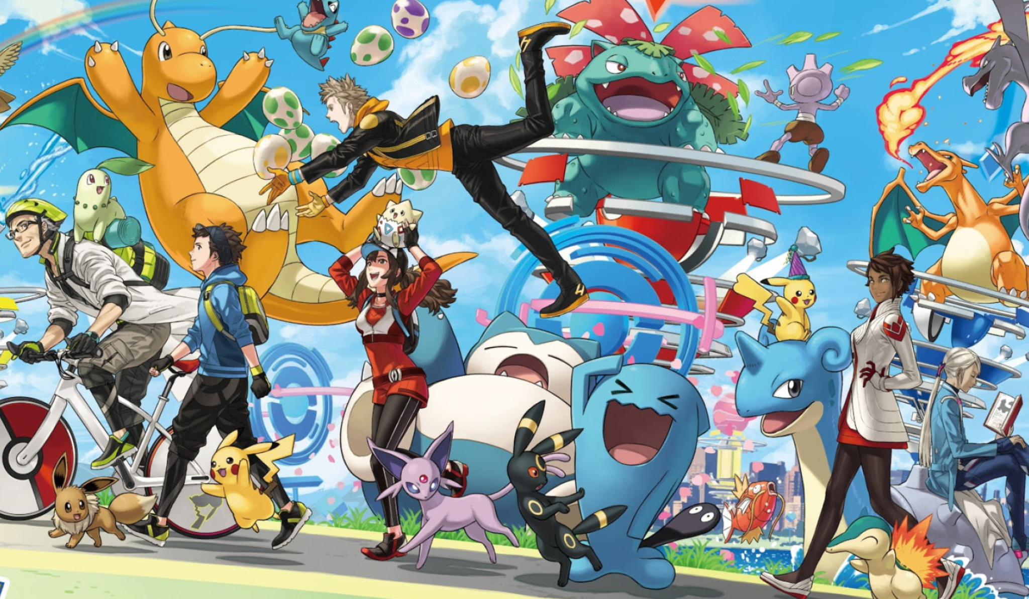Pikachu, Dragonite, Professor Willow, Wobbuffet, Snorlax, HD Desktop wallpaper