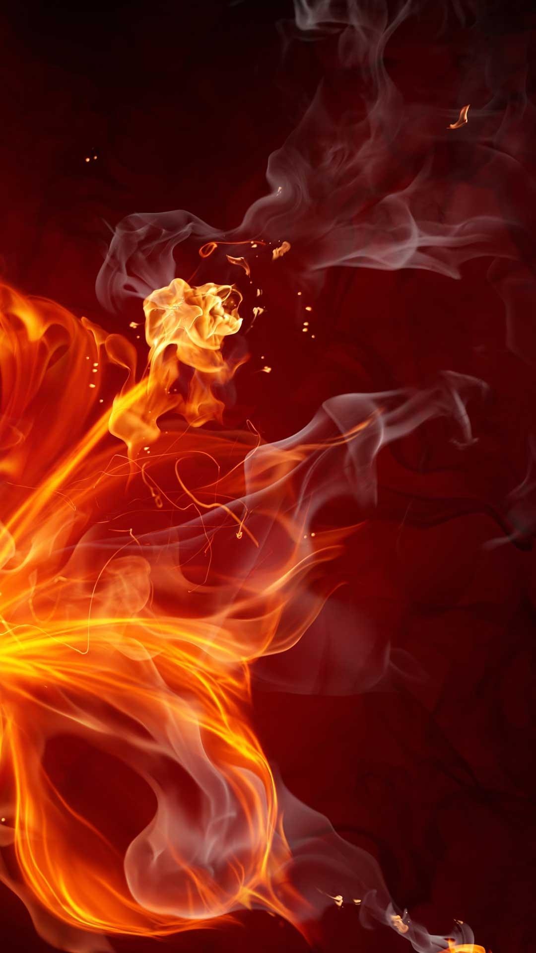 Fiery wallpaper, Mesmerizing visuals, Vibrant flames, Burning energy, Dynamic heat, 1080x1920 Full HD Phone