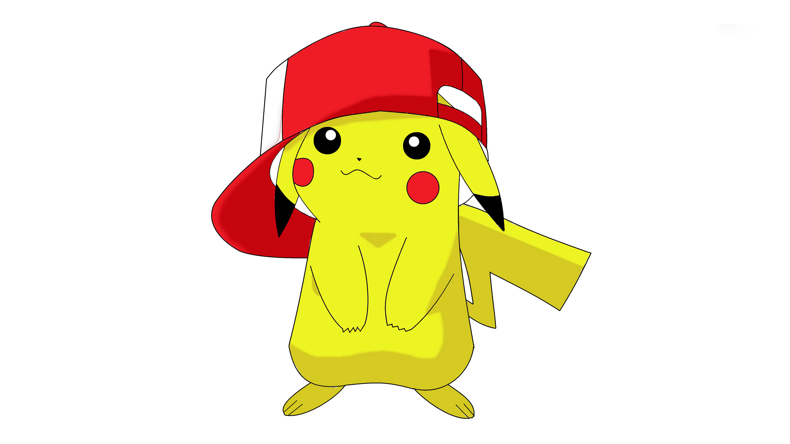 Pikachu, oversized red baseball cap, Pokemon, HD Desktop wallpaper