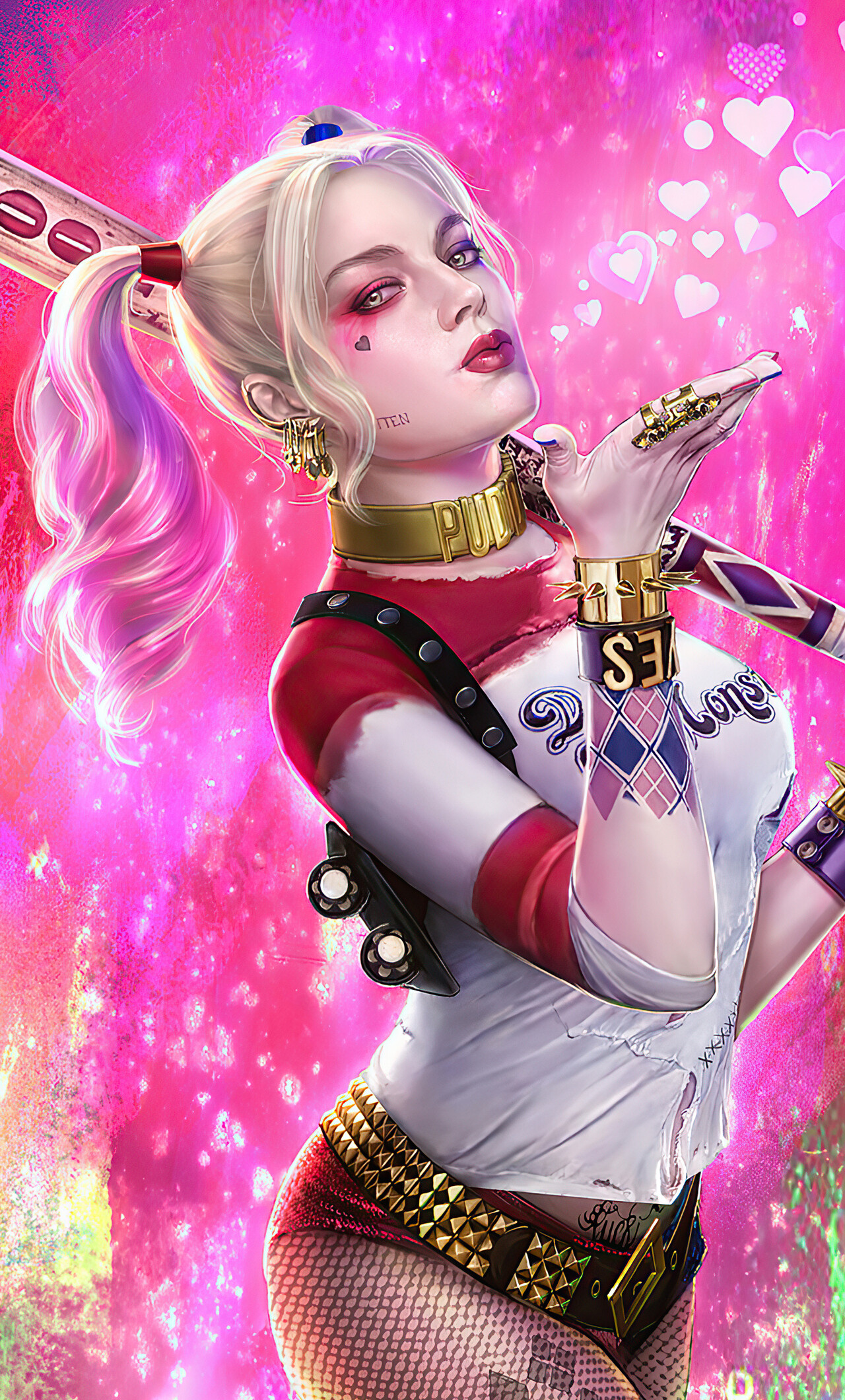 Harley Quinn, Artistic iPhone wallpapers, High-quality images, Stunning illustrations, 1280x2120 HD Phone