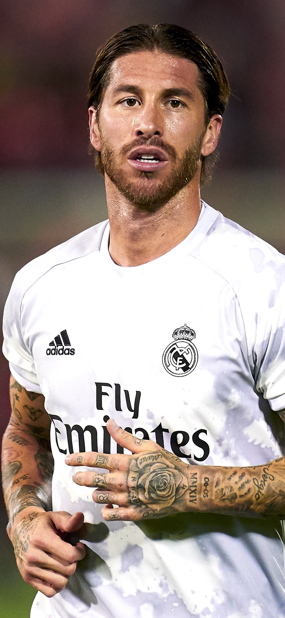 Sergio Ramos, Real Madrid jersey, Fly Emirates, HD Phone wallpaper
