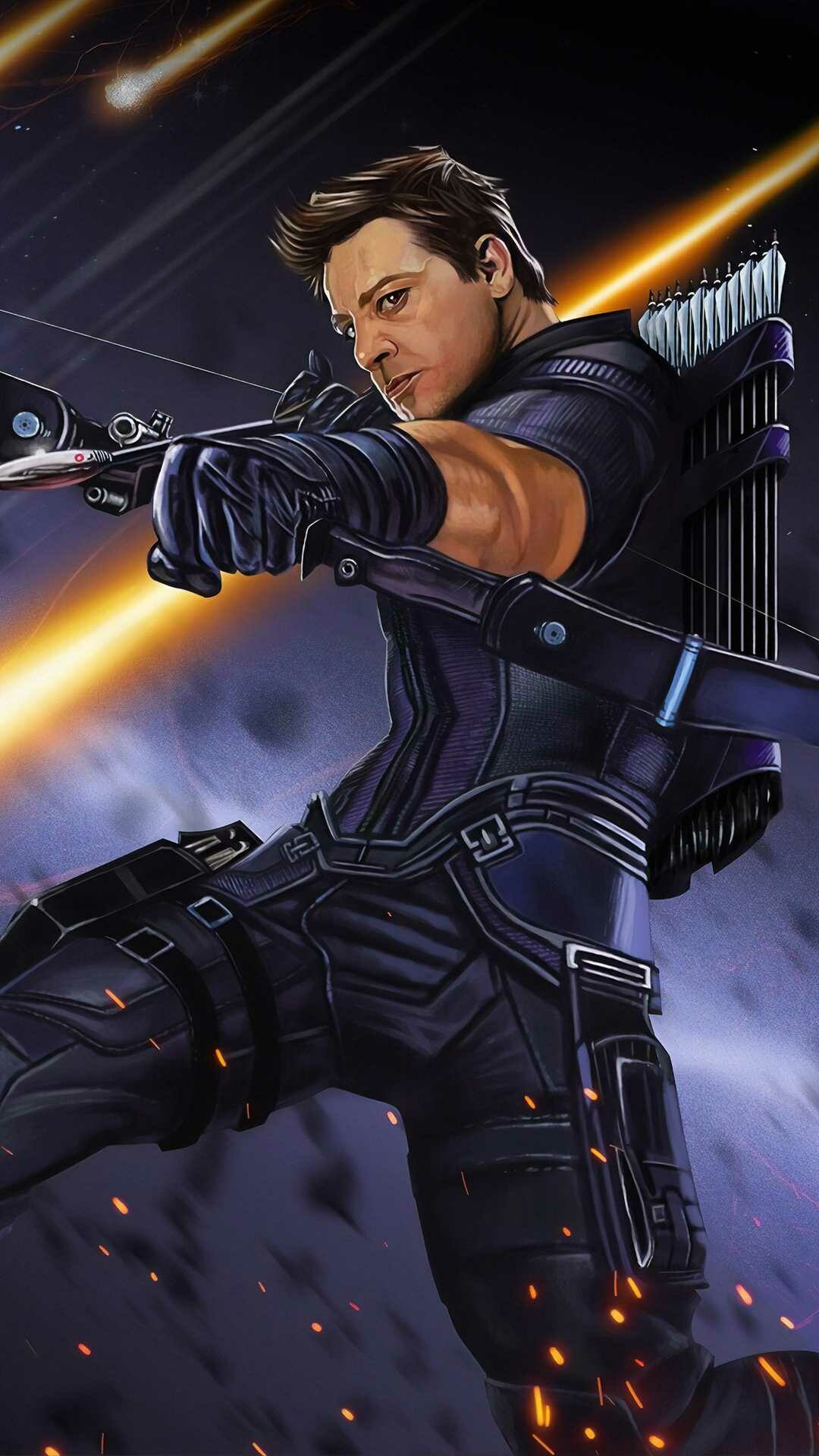 Hawkeye, Wallpaper, Artistic representation, Marvel character, 1080x1920 Full HD Phone