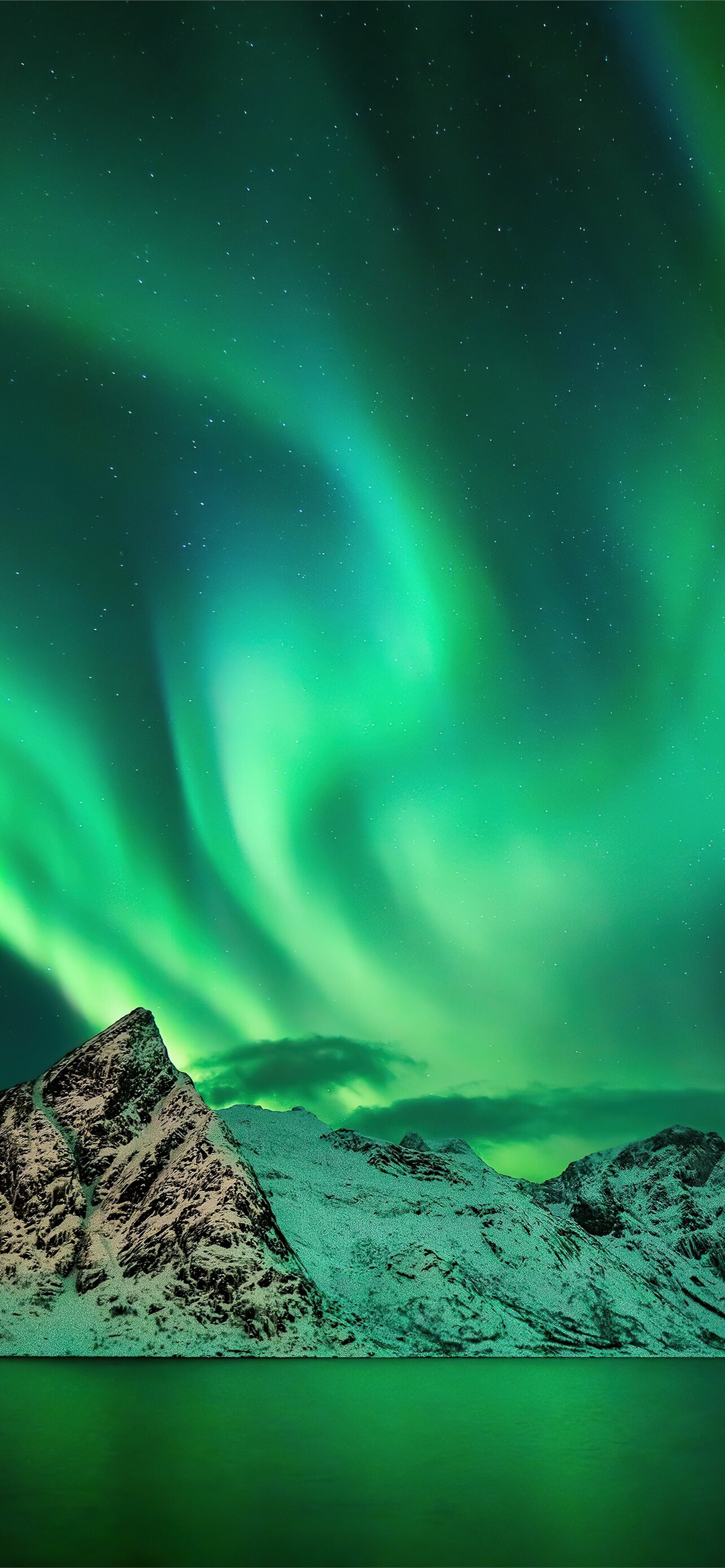 Aurora Borealis, Mountain scenery, iPhone 12 wallpapers, Serene visuals, 1290x2780 HD Phone