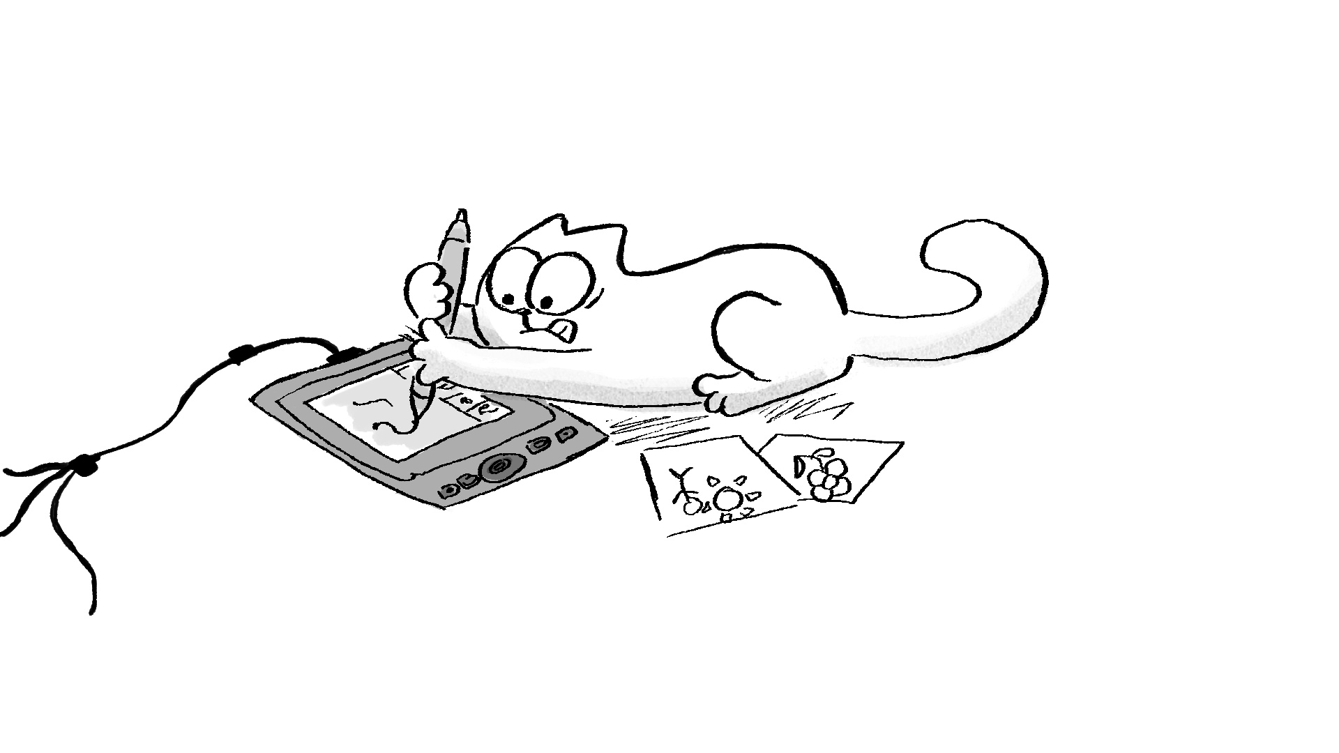 Simon's cat, Artwork by Kelly Marie, Cat illustrations, 1920x1080 Full HD Desktop