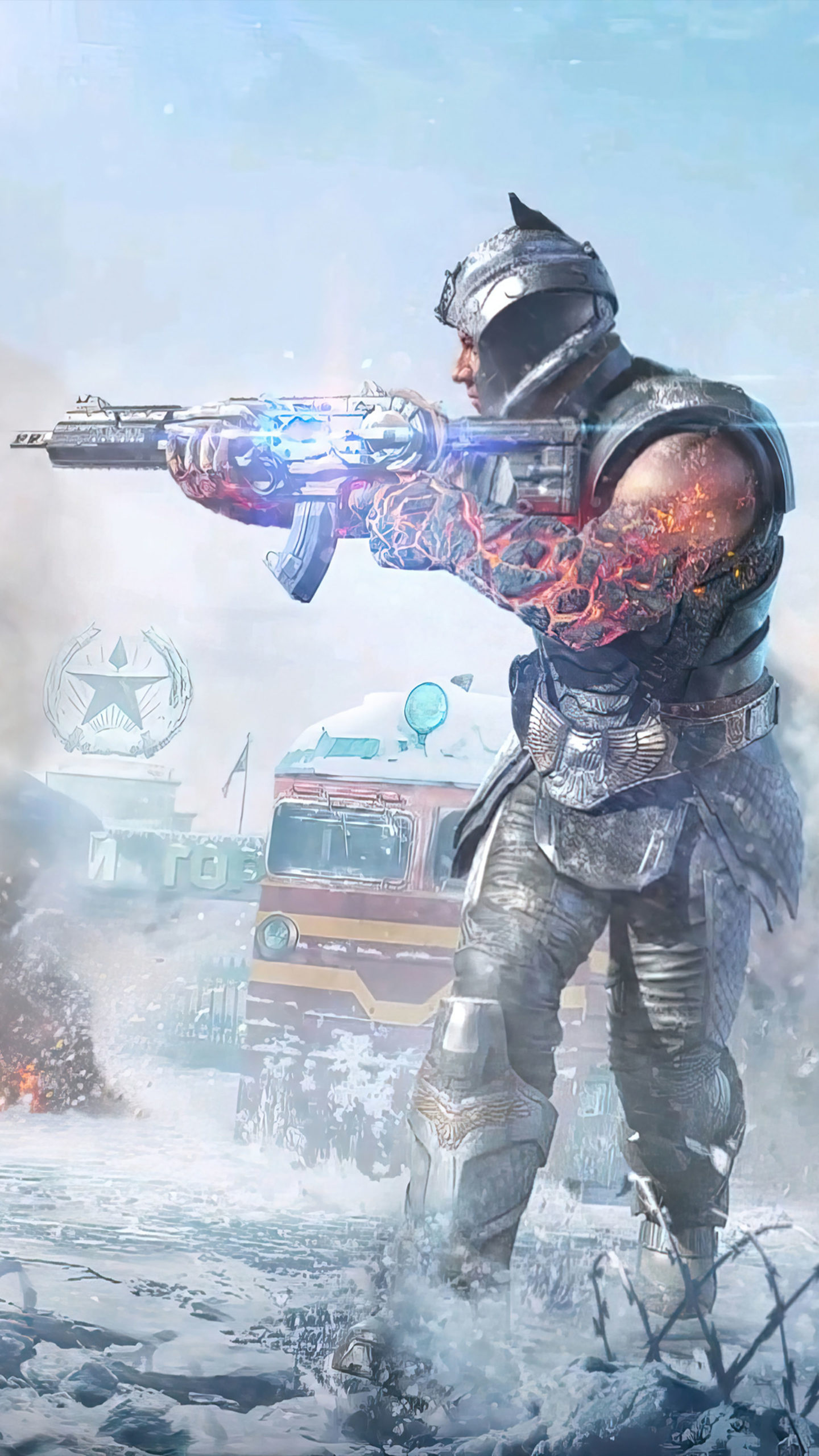 Nuketown Russia, armored soldier molten arm, futuristic energy assault rifle, HD Phone wallpaper