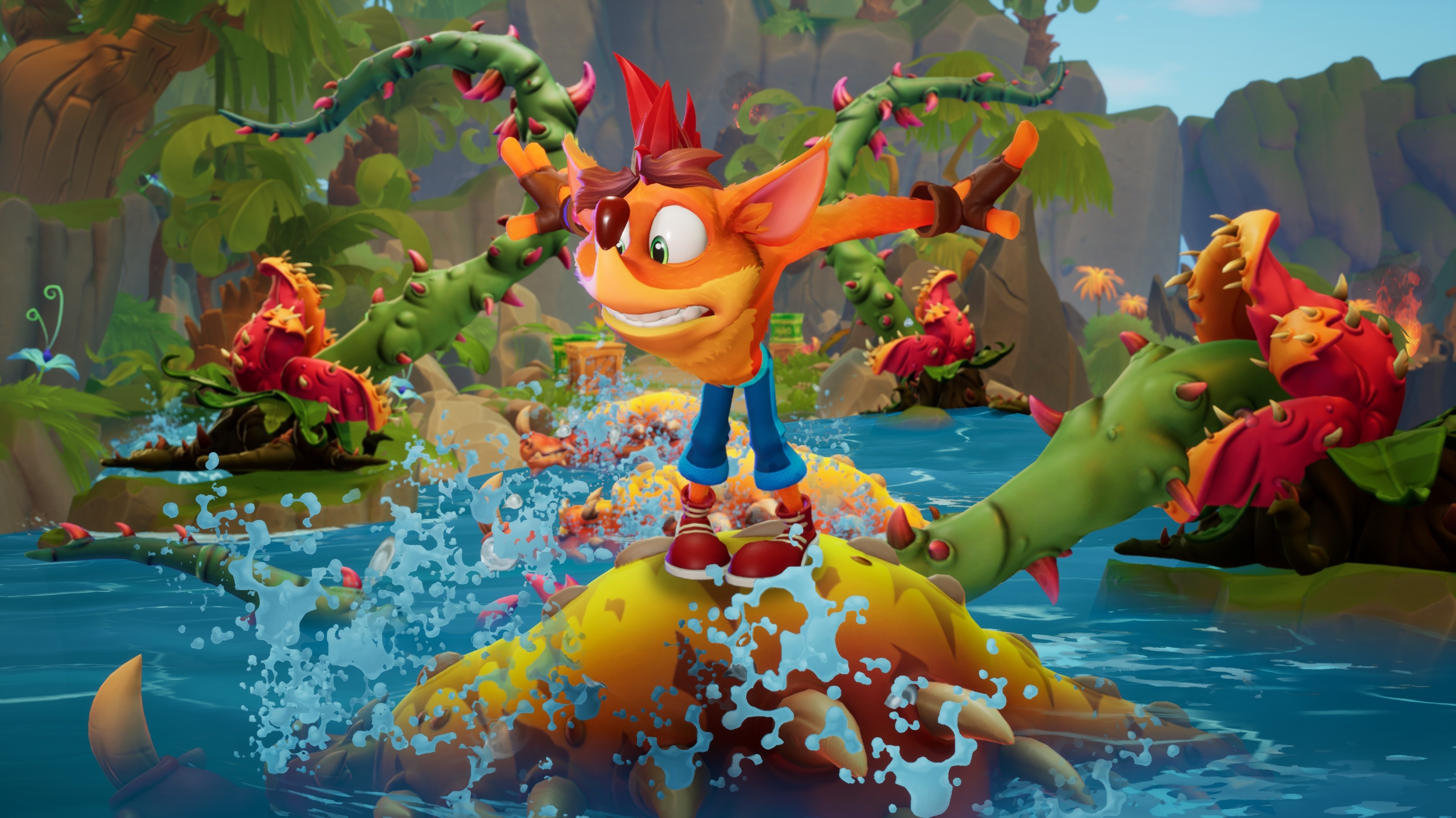 Crash Bandicoot, Crash Bandicoot 4: It's About Time, Carnivorous plant vines, 4K Desktop wallpaper