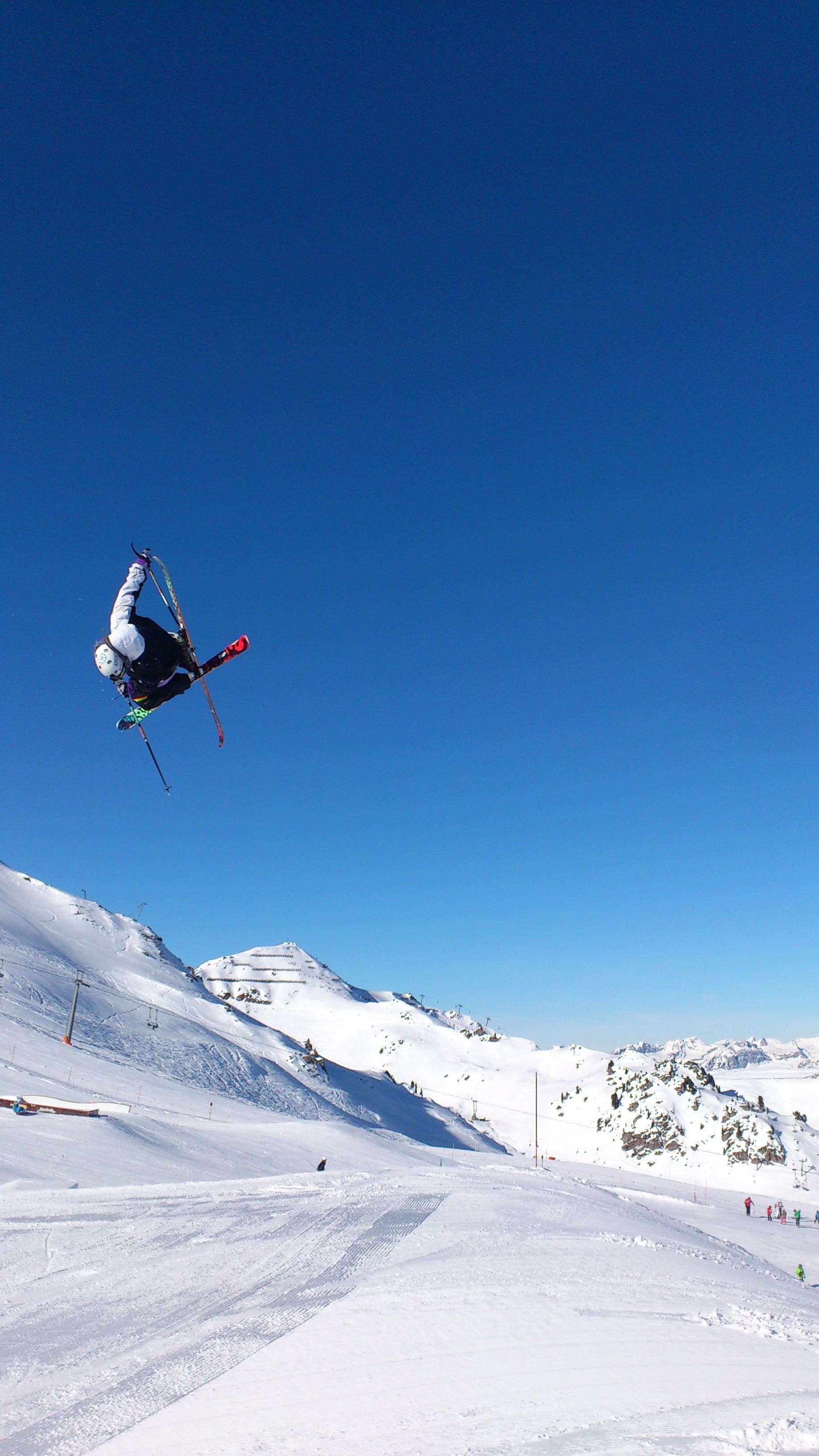 Acrobatic performance, Freestyle skier, Kaltenbach Zillertal, Austria skiing, 1840x3270 HD Phone