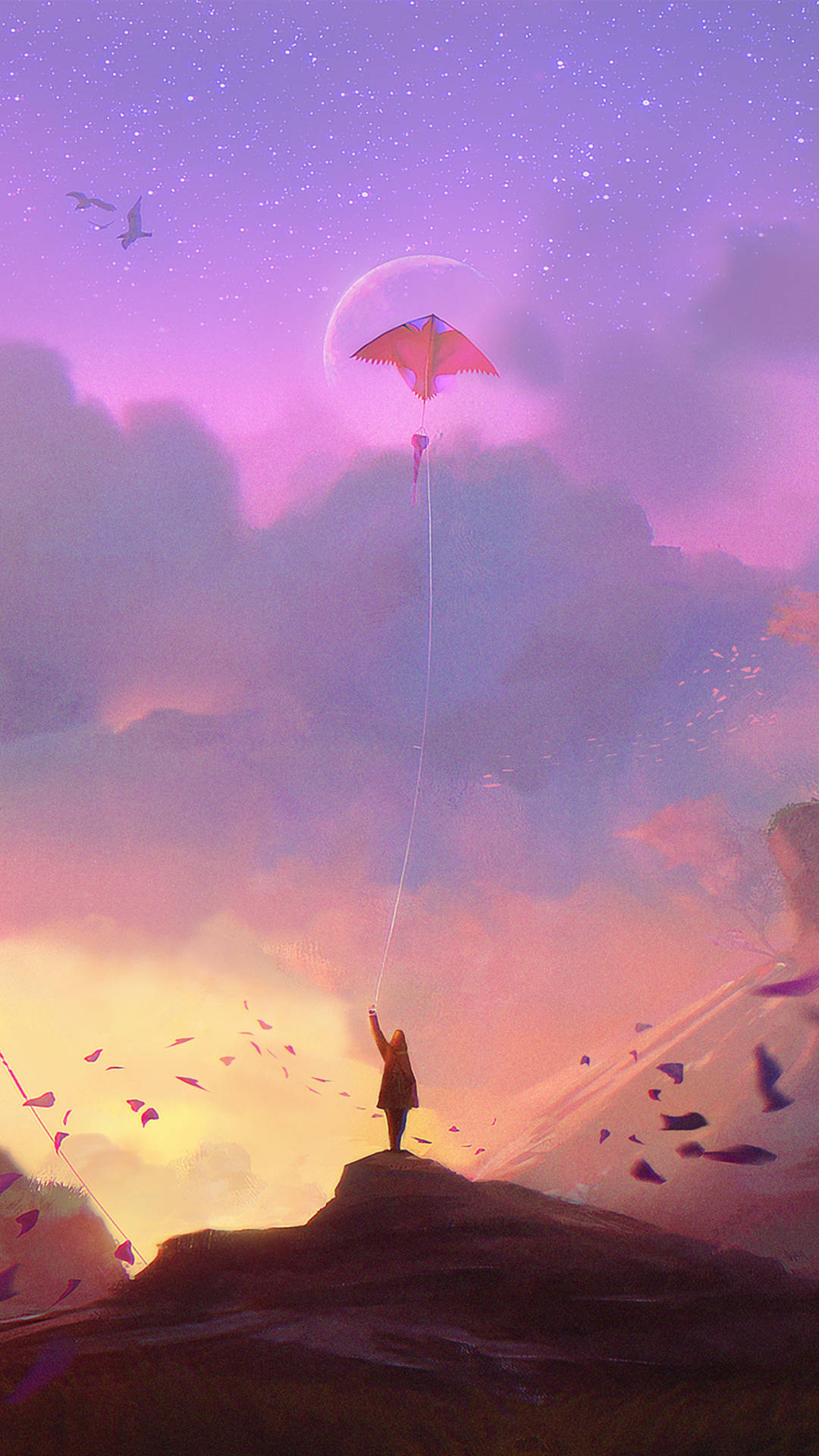 Kite, Cute Pink Wallpaper, 1080x1920 Full HD Phone