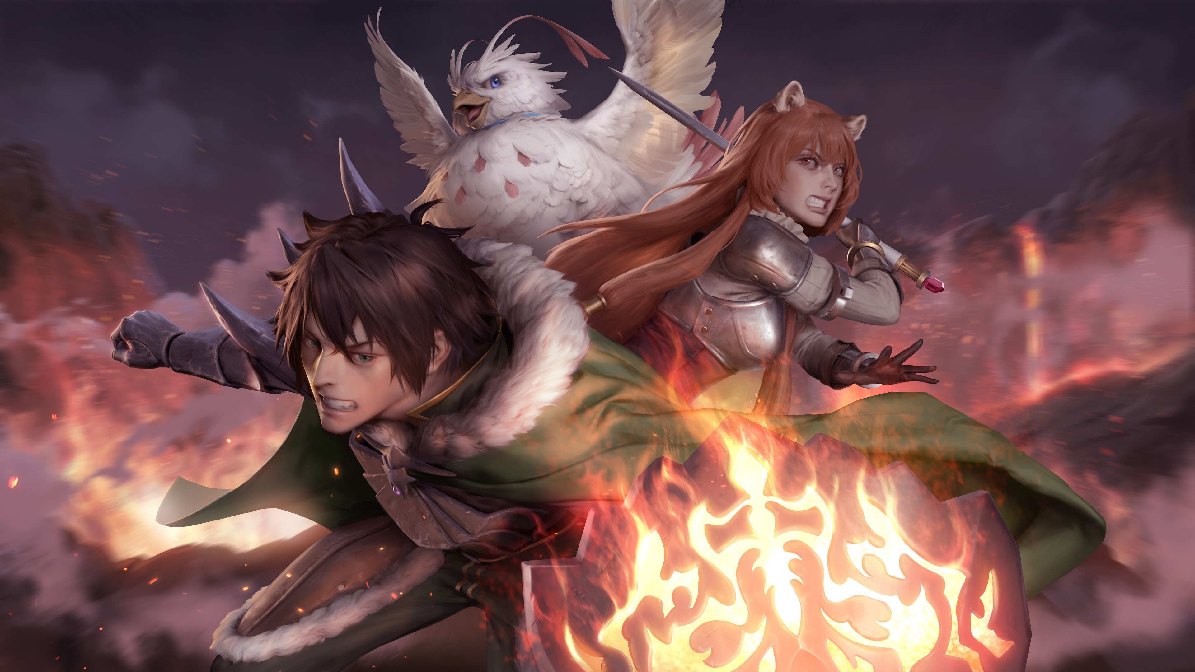 Naofumi Raphtalia Filo, 8K wallpaper, Brave warriors, Anime companions, 3840x2160 4K Desktop