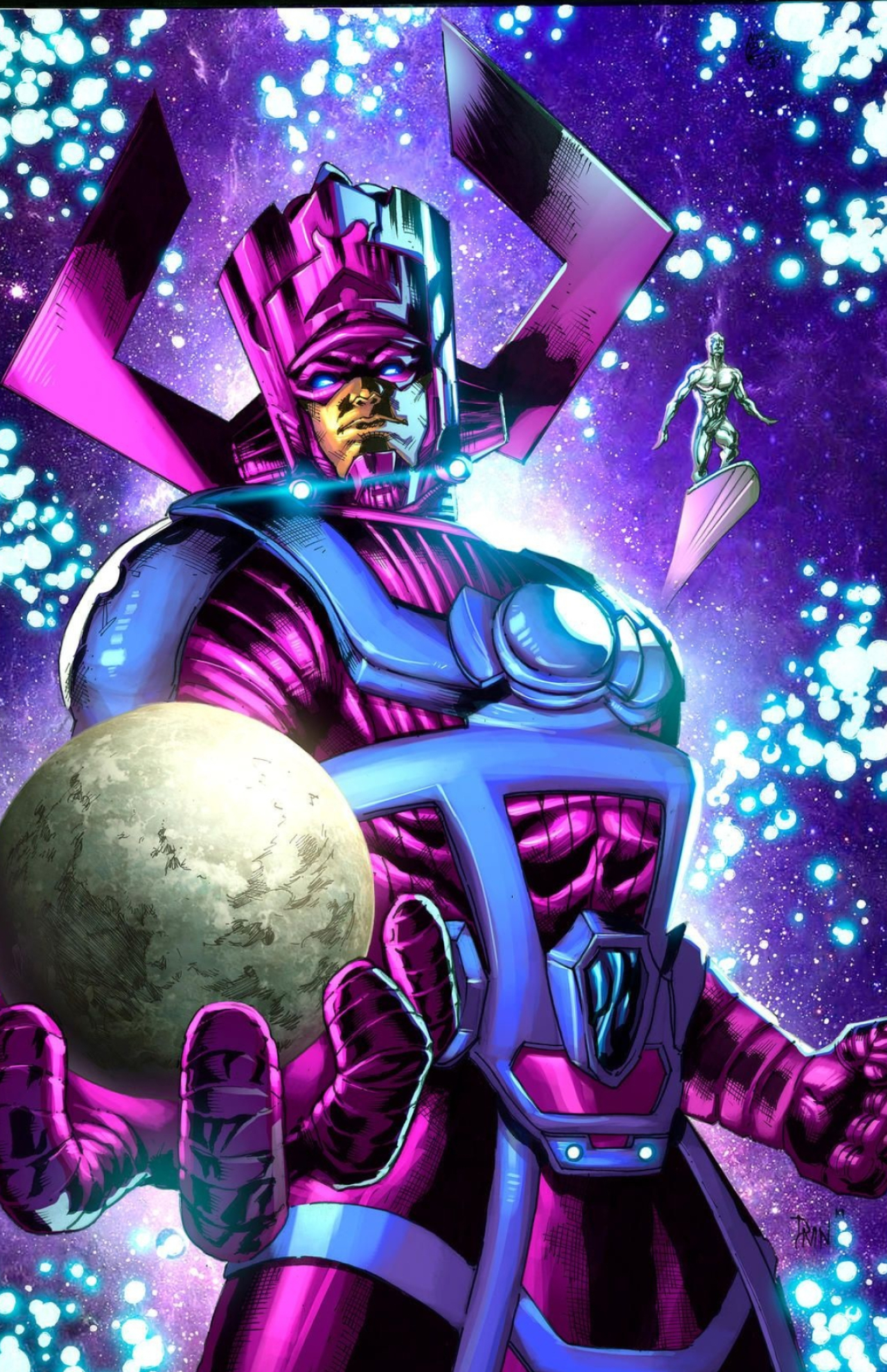 Silver Surfer, Galactus, Marvel comics, Epic storytelling, 1280x1980 HD Phone