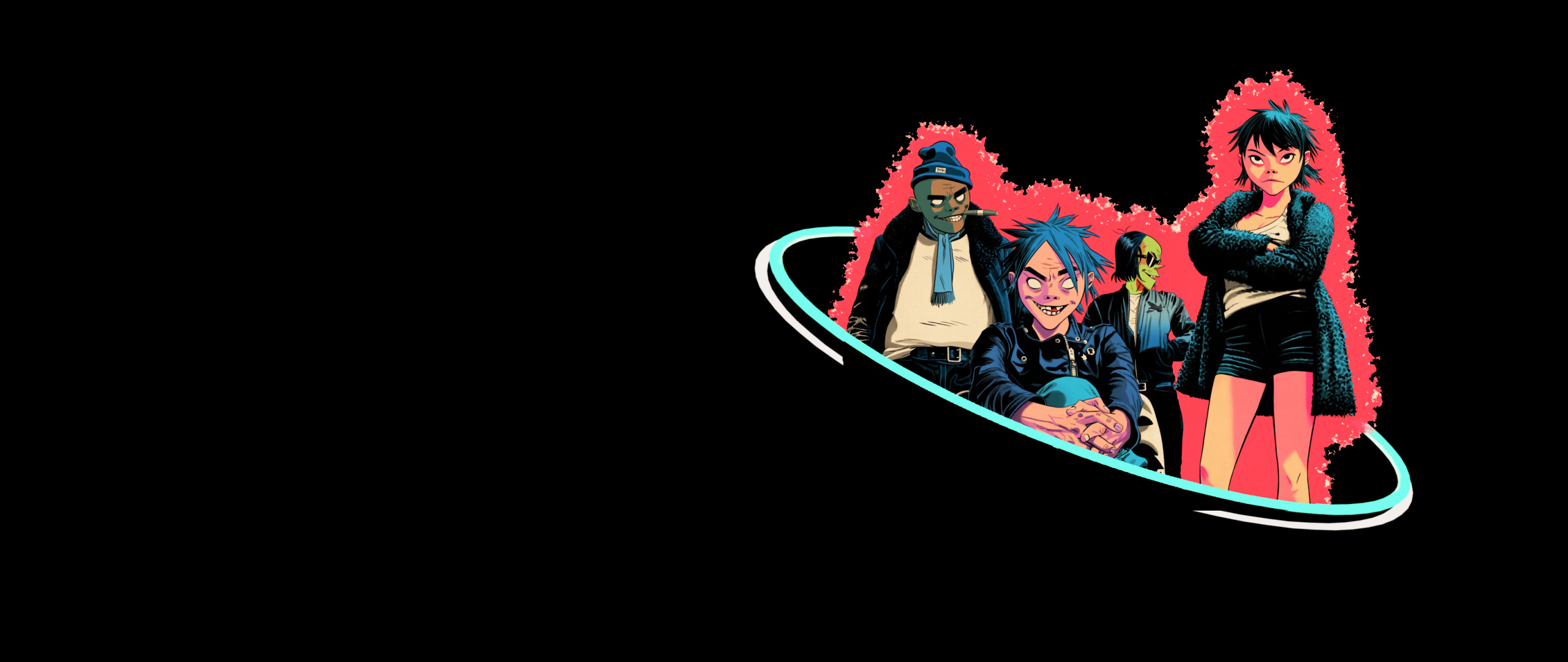 Custom Gorillaz wallpaper, Personal creation, 2560x1080 Dual Screen Desktop